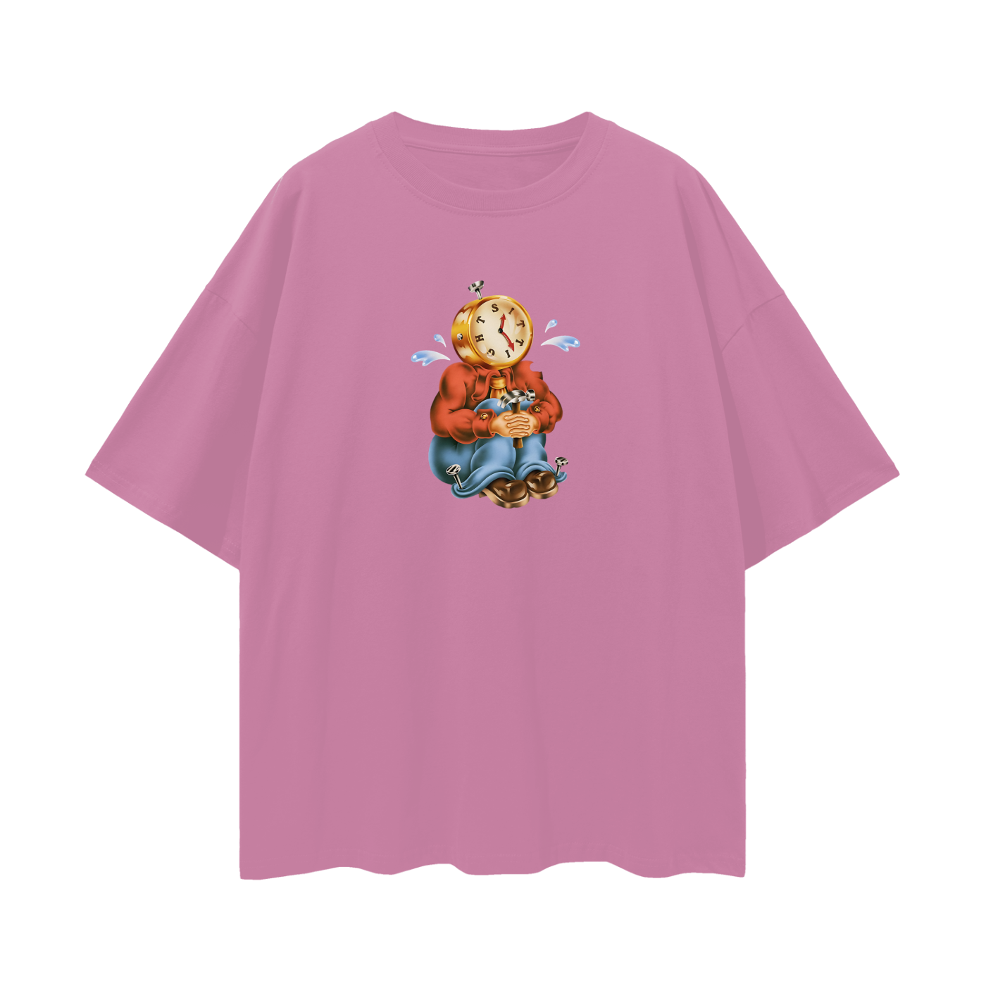 Sitting Clock Man Like 90s Y2K Vintage Like Graphic Oversized T Shirt