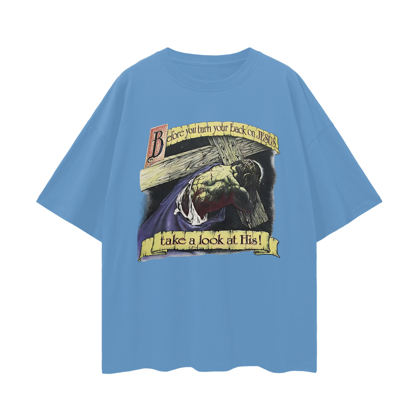 Religious Jesus Vintage Like Graphic Oversized T Shirt
