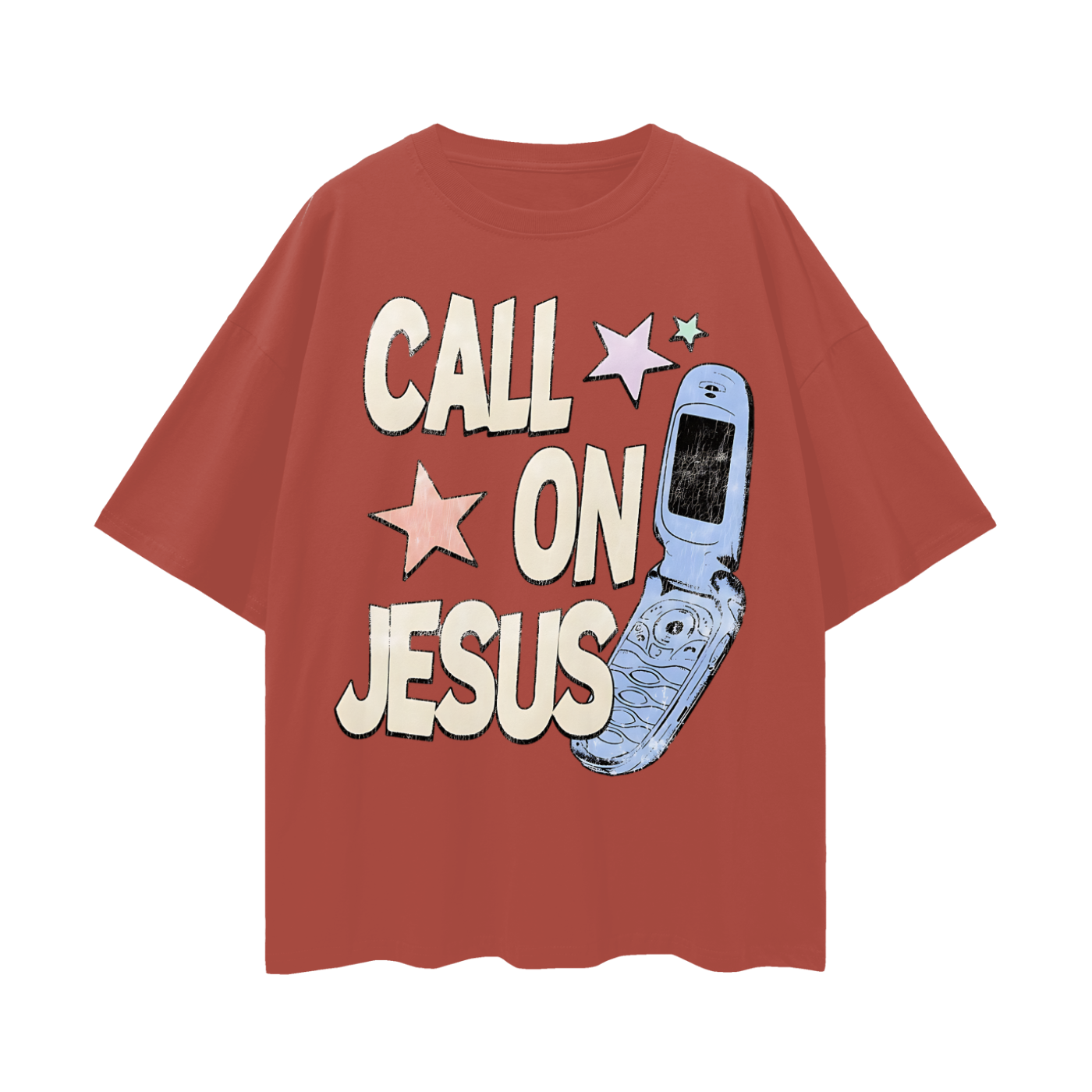 Religious Call On Jesus Graphic Oversized T Shirt