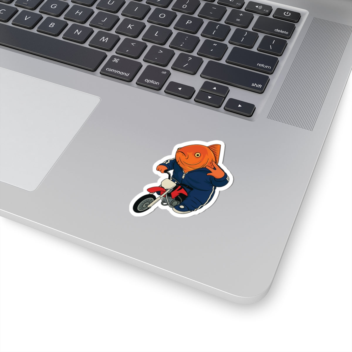 Funny Fish On Dirt Bike Sticker