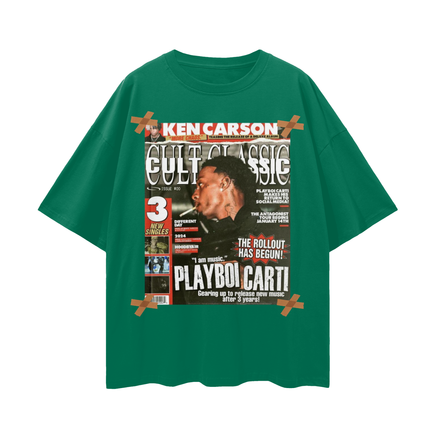 Playboi Carti x Ken Carson Magazine 90s Vintage Like Graphic Oversized T Shirt