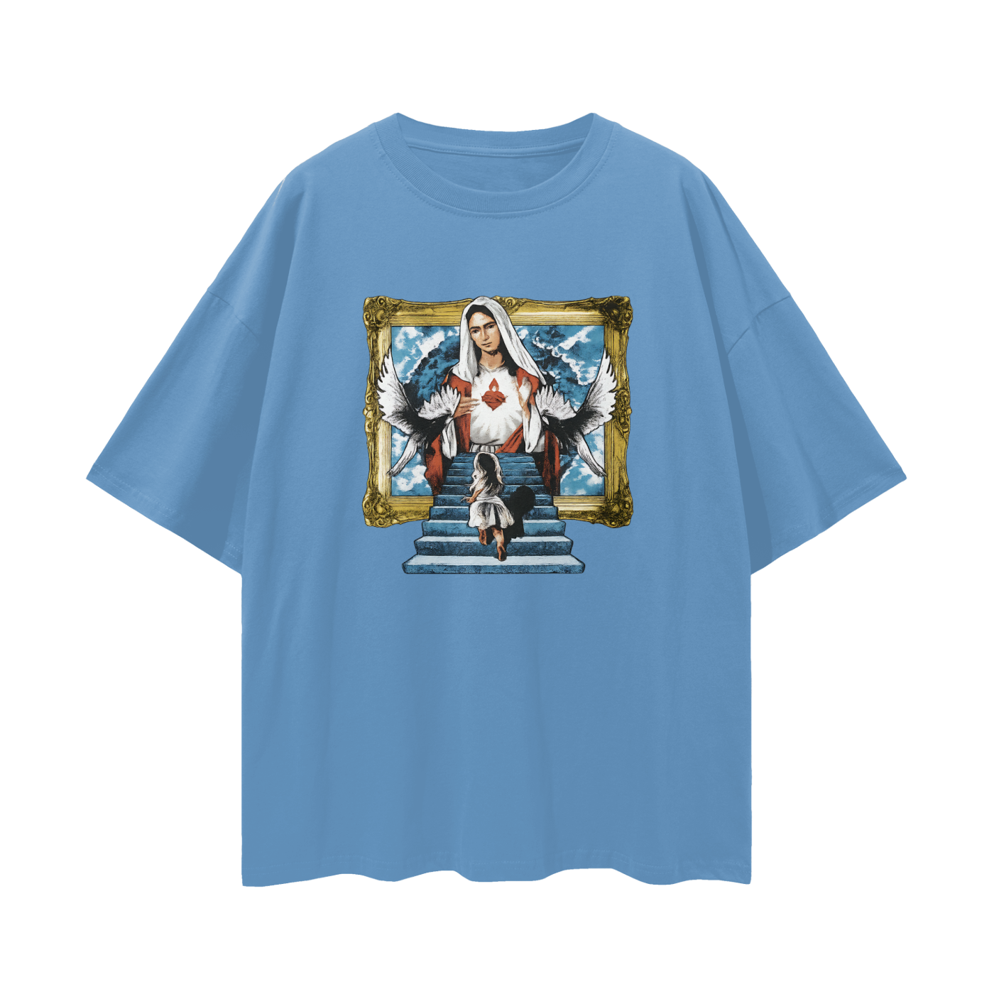Religious Jesus Stairway To Heaven Graphic Oversized T Shirt