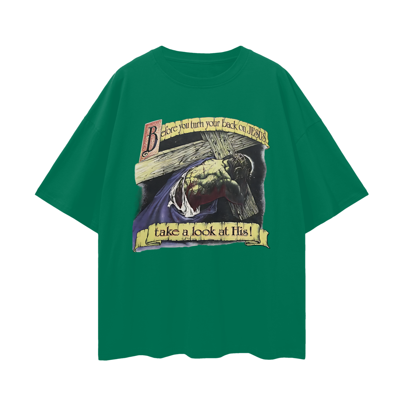 Religious Jesus Vintage Like Graphic Oversized T Shirt