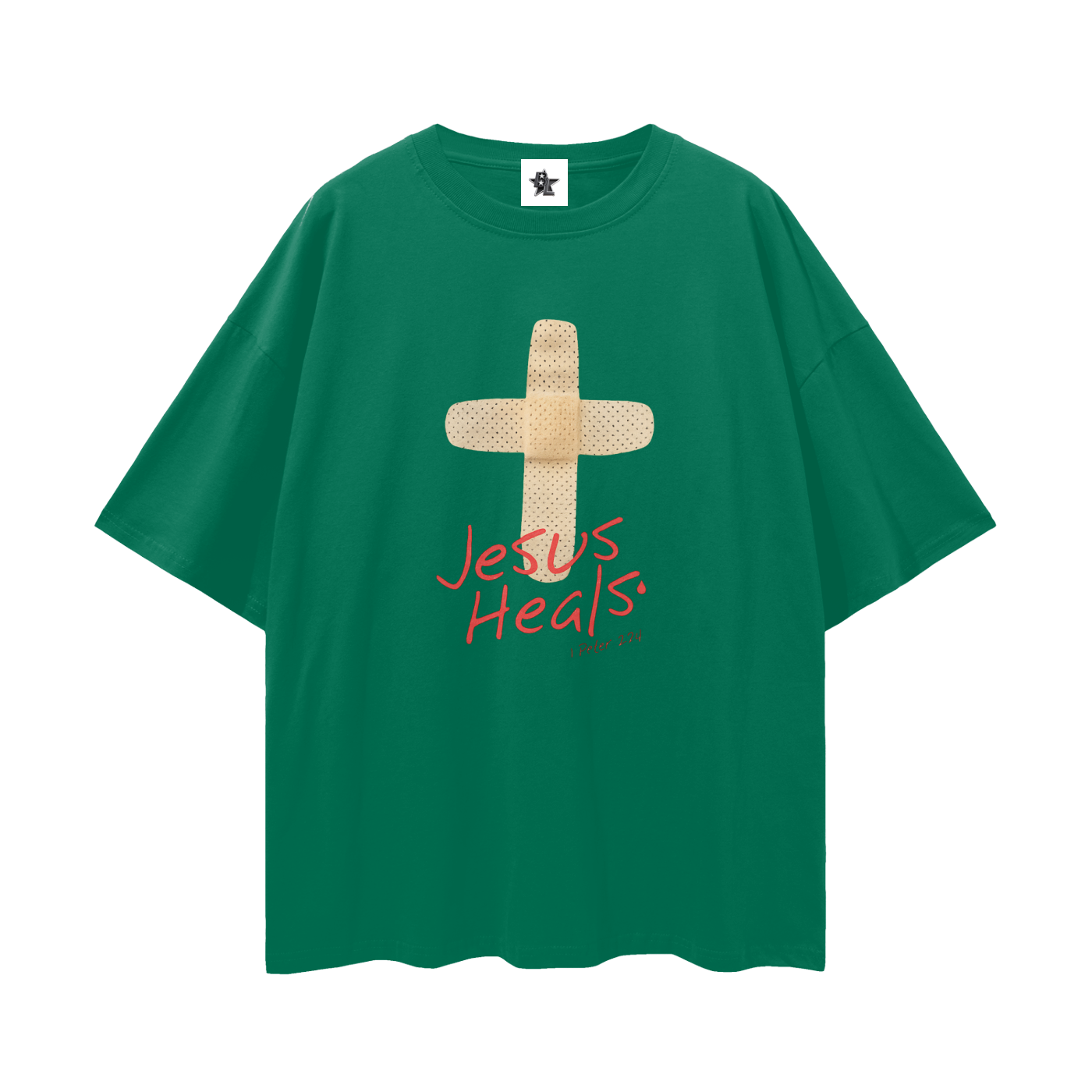 Religous Vintage/Y2K Jesus Heals Band Aid Oversized T Shirt