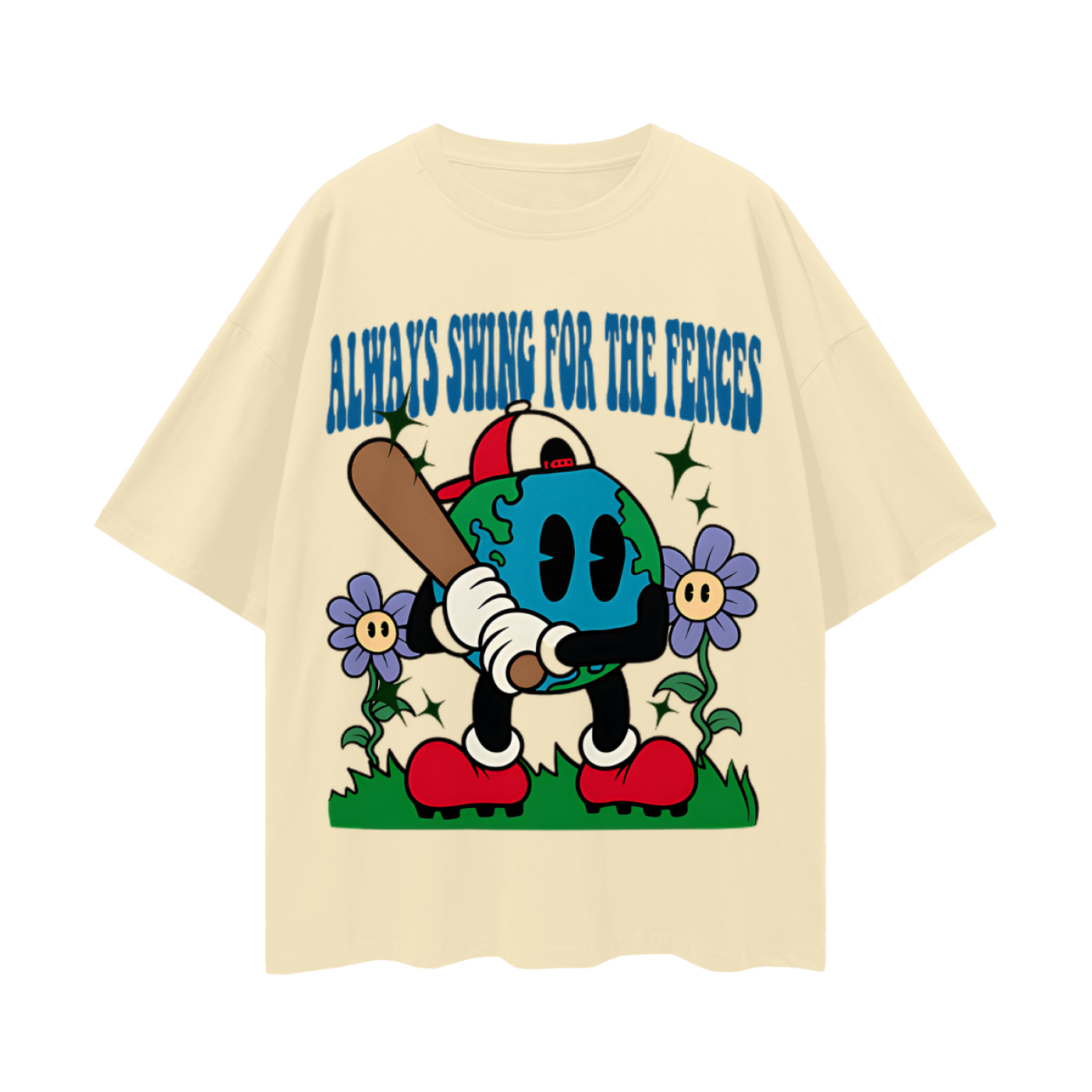 Swing For The Fences Baseball Graphic Oversized T Shirt