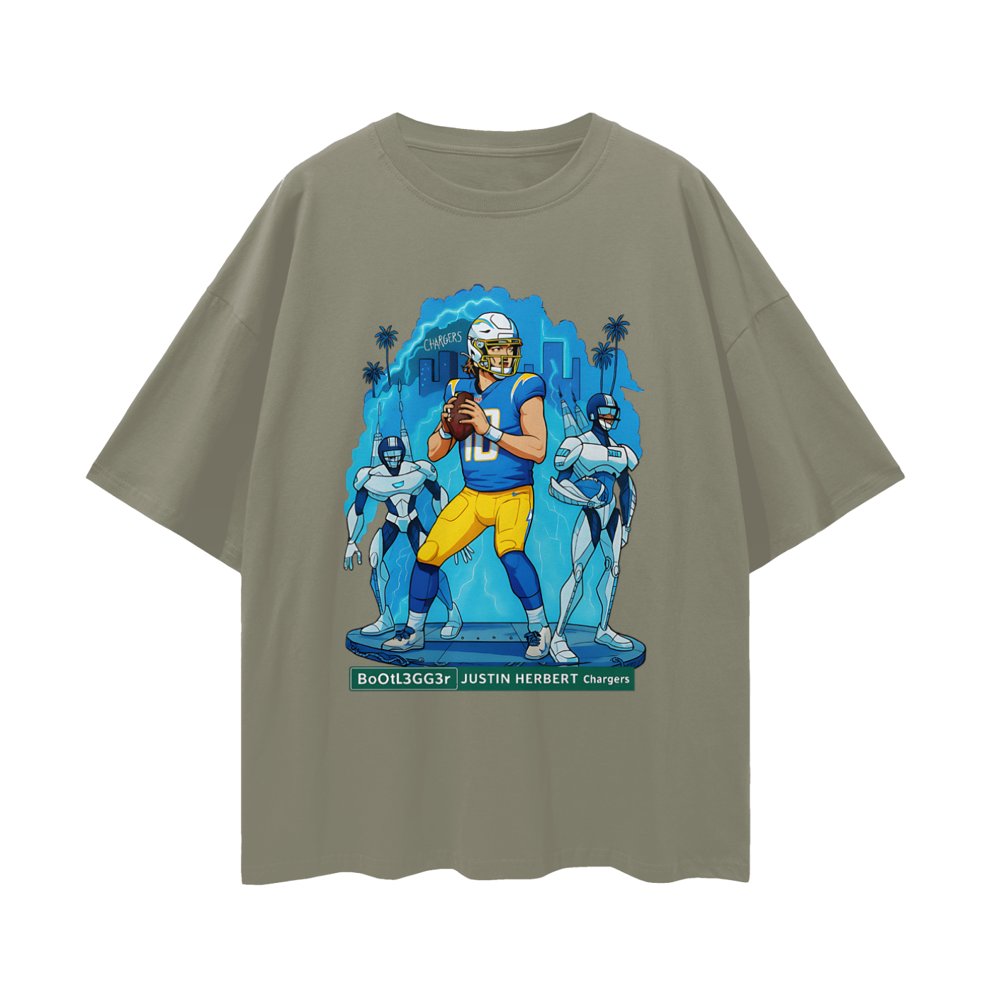 Vintage/Y2K Chargers Justin Herbert Downtown Bootlegger Oversized T Shirt