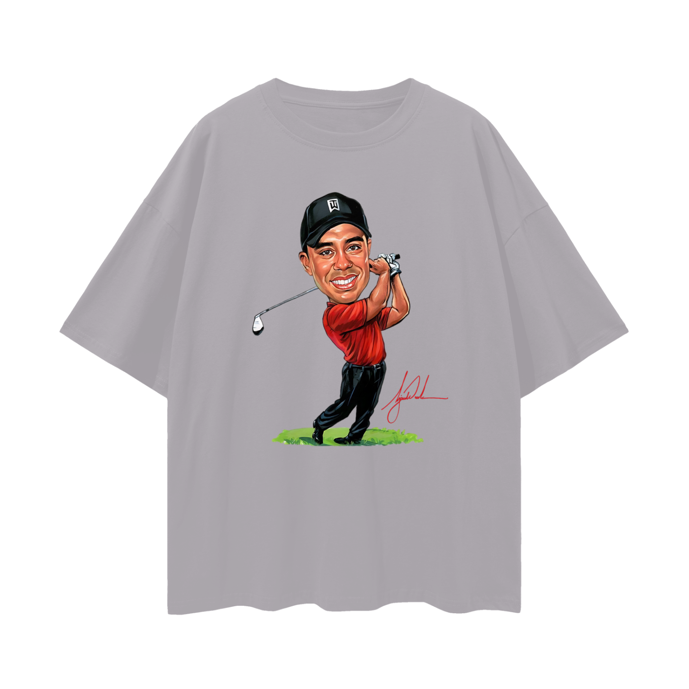 Vintage Like Tiger Wood Cartoon Graphic Oversized T Shirt