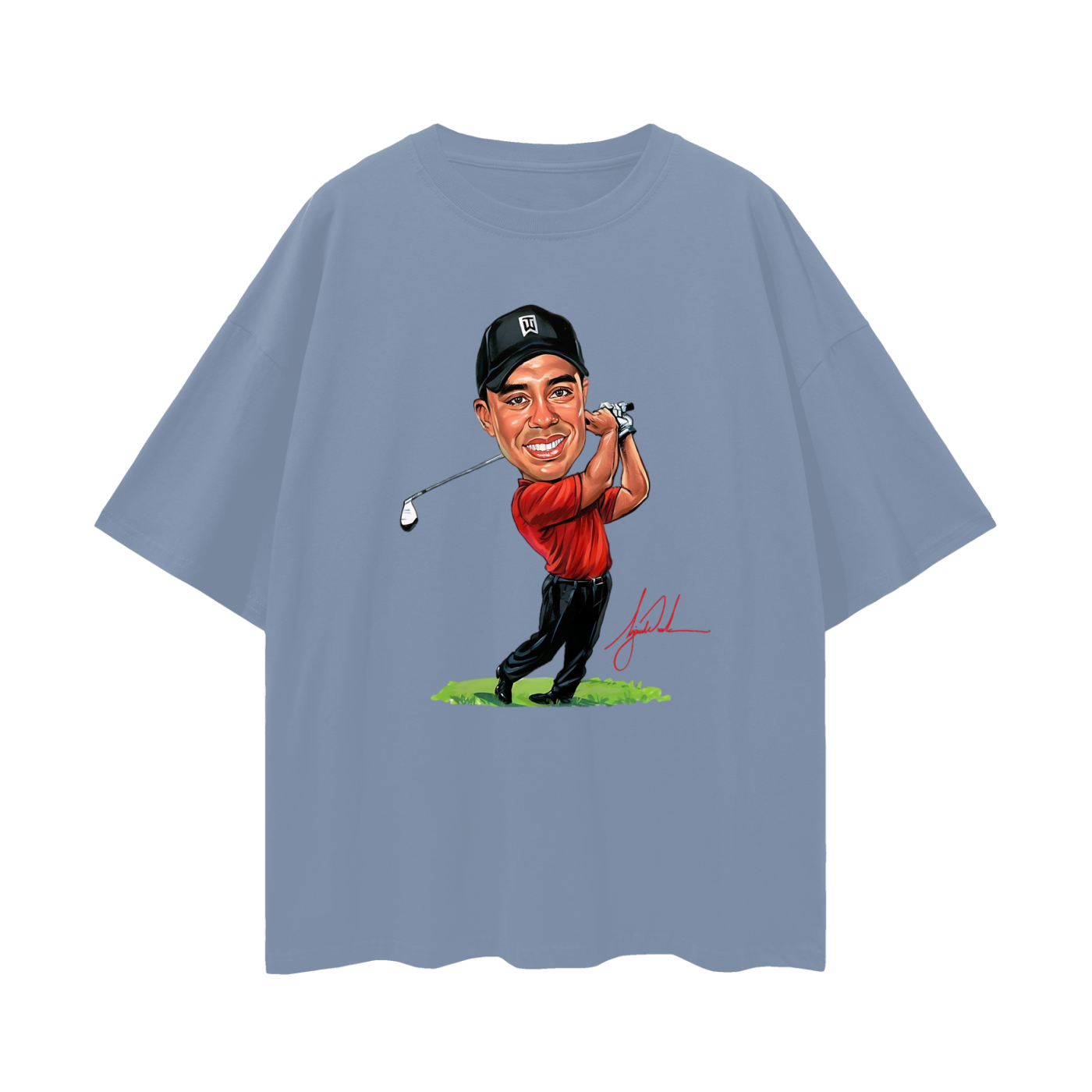 Vintage Like Tiger Wood Cartoon Graphic Oversized T Shirt