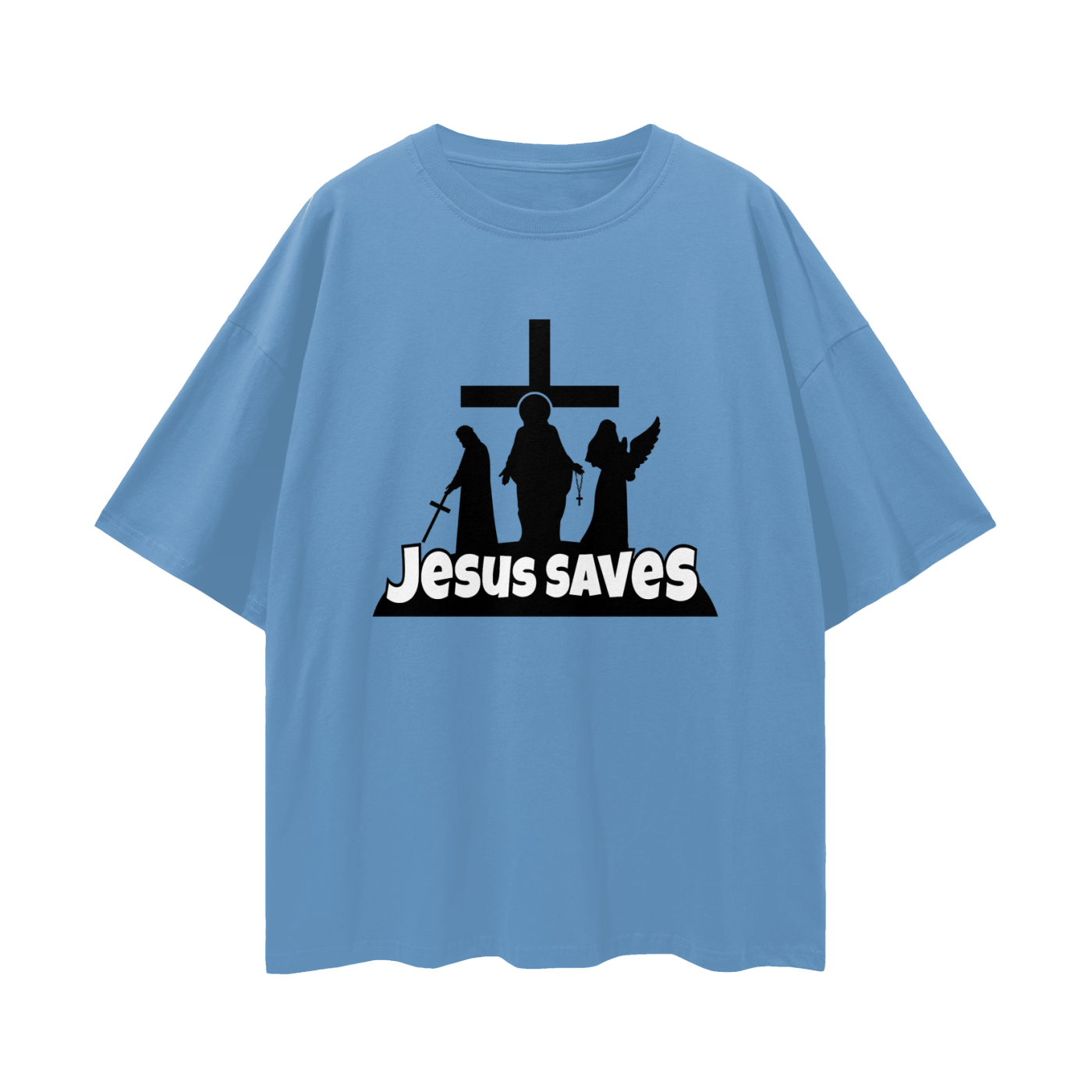 Religious Jesus Saves Fortnite Like Graphic Oversized T Shirt