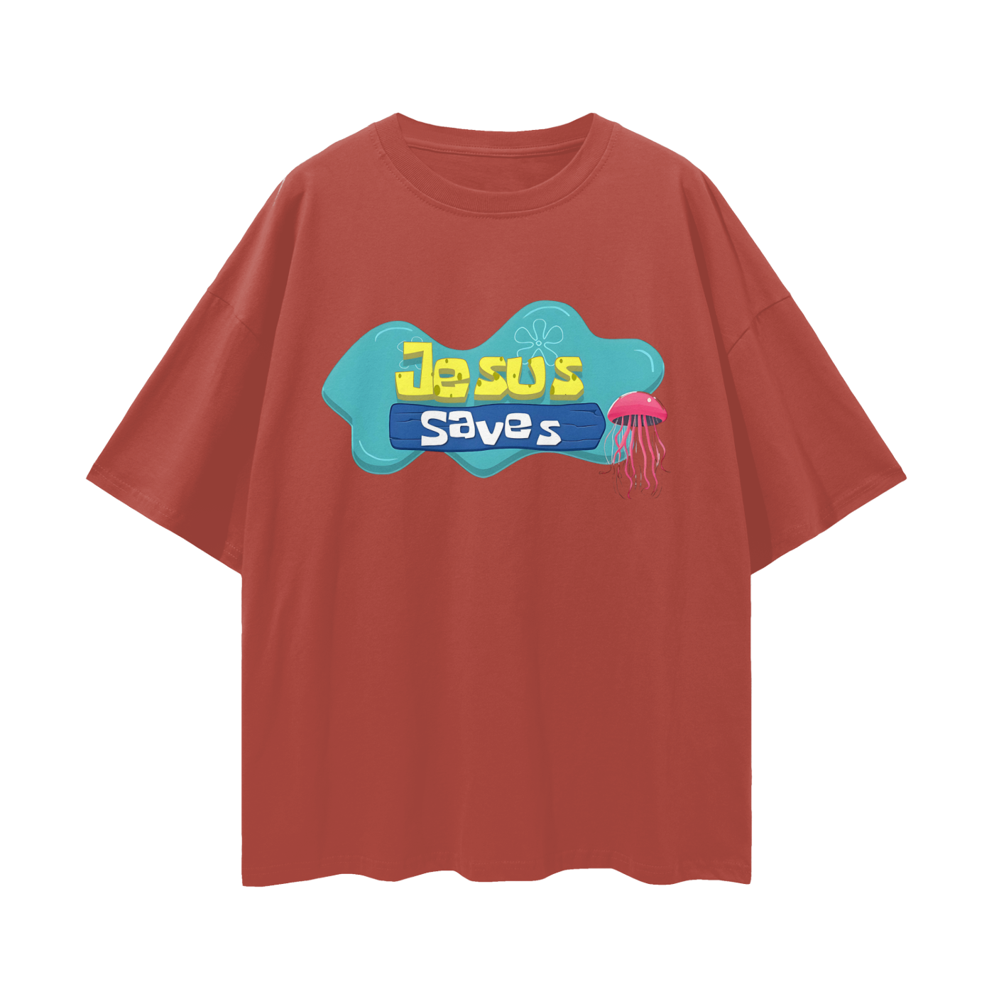 Religious Jesus Saves Spongebob Graphic Oversized T Shirt