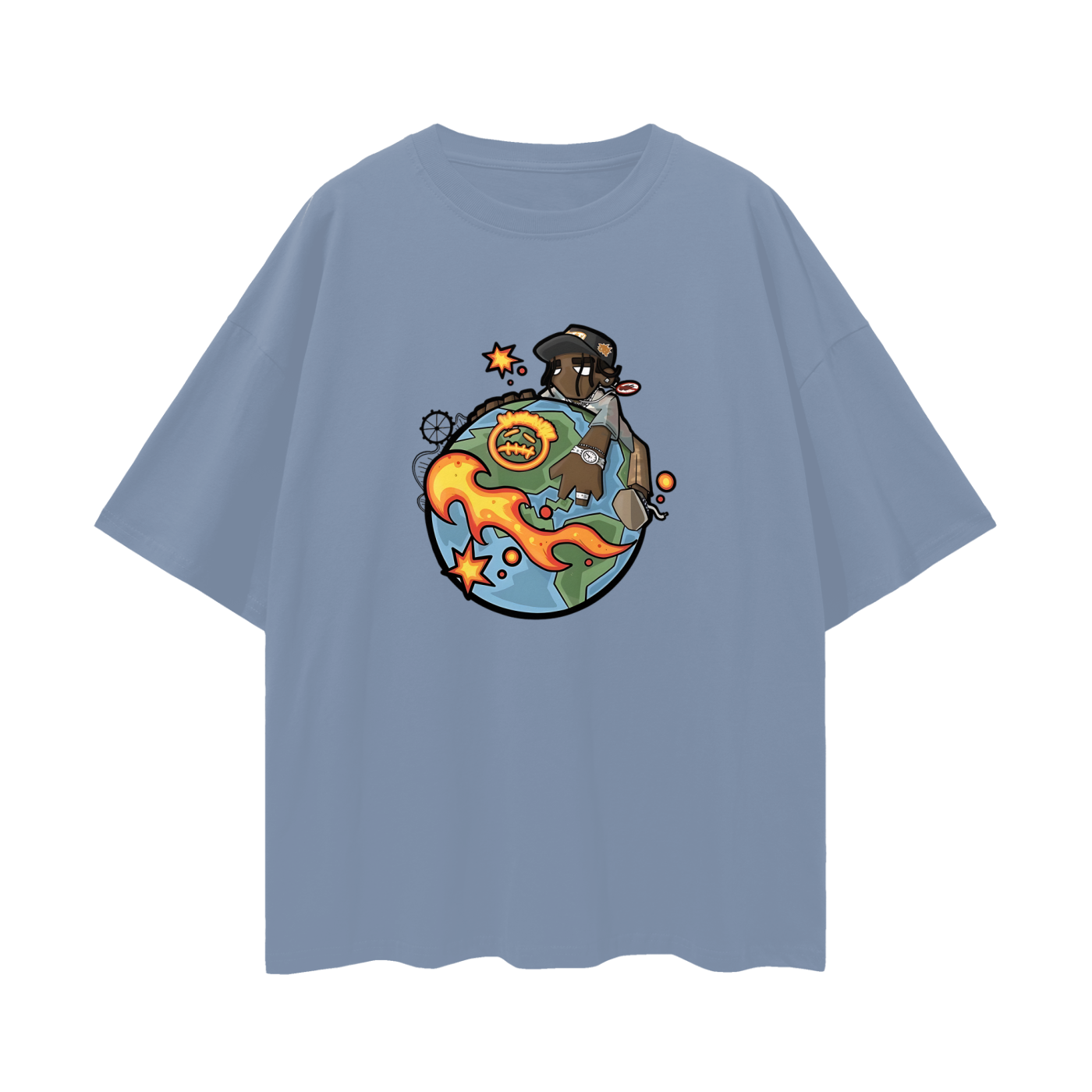 Travis Scott Cartoon World Like Graphic Oversized T Shirt