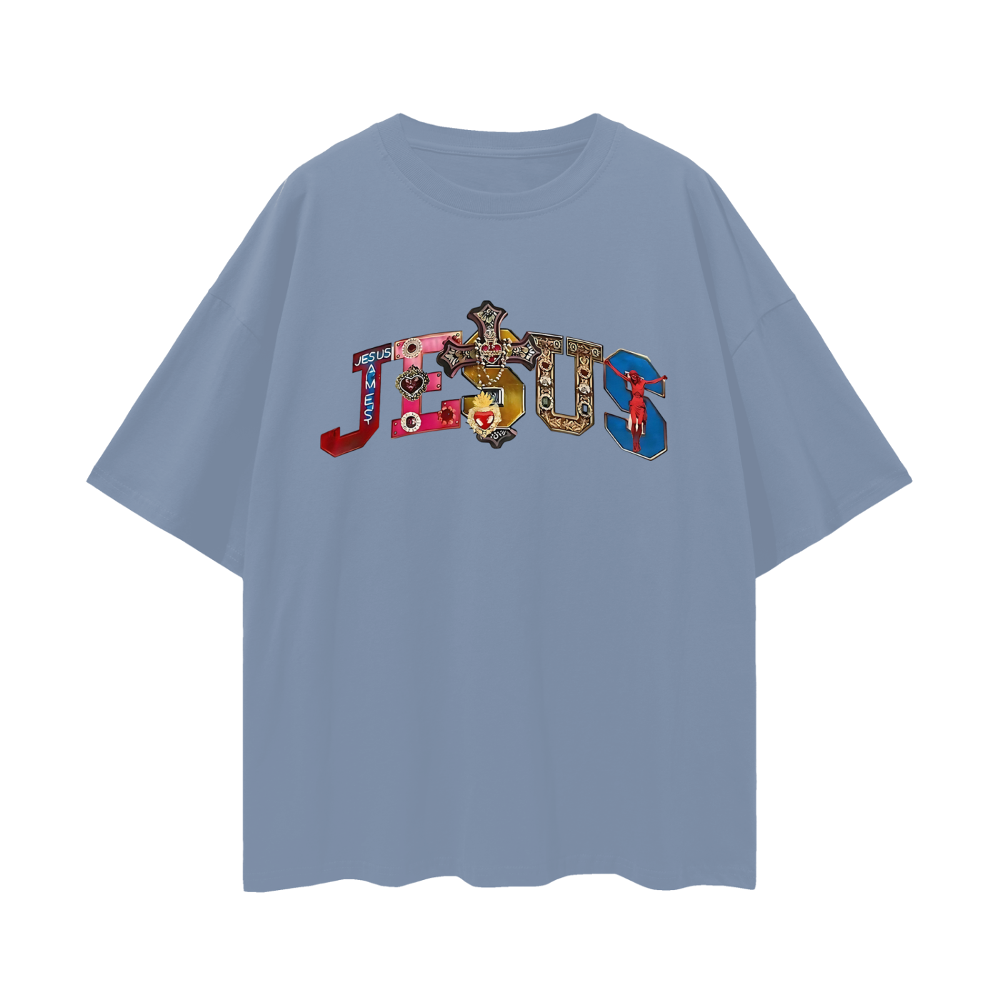 Religious Jesus Spell Out Graphic Oversized T Shirt