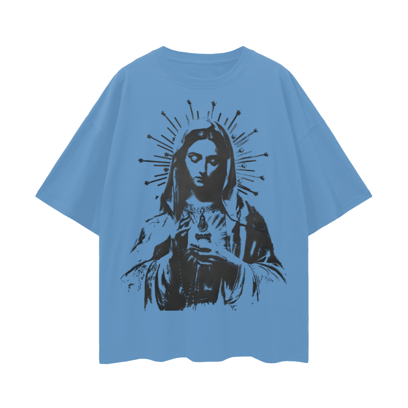 Religious Jesus Virgen Mary Graphic Oversized T Shirt