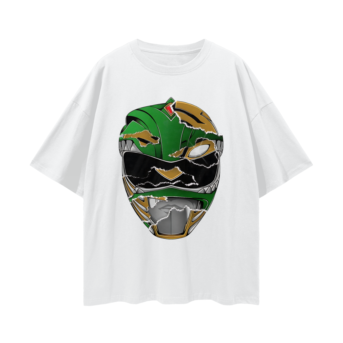 Vintage/Y2K Green Power Ranger Mask Oversized T Shirt