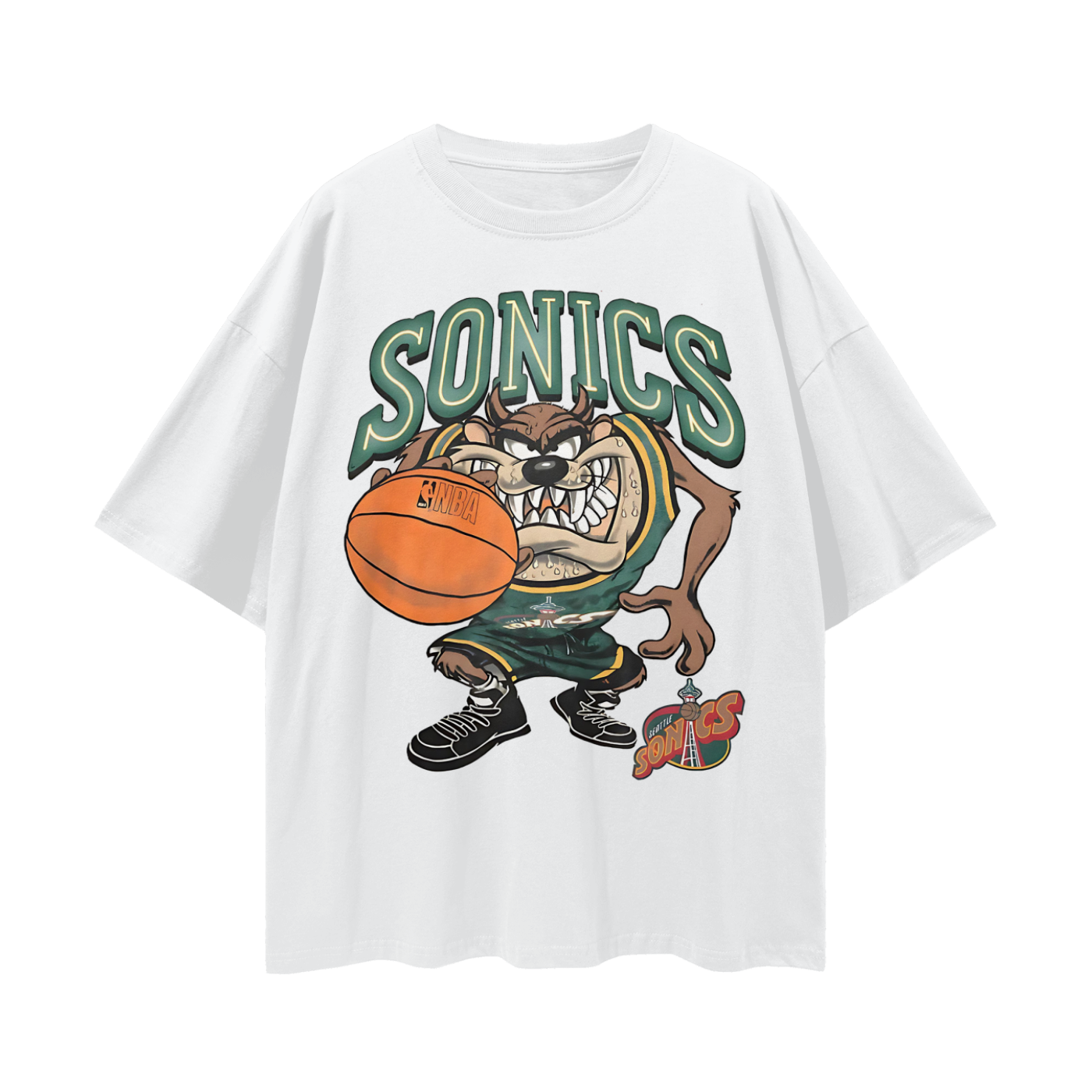 Seattle Sonics Taz The Tasmania Devil 90s Vintage Like Graphic Oversized T Shirt