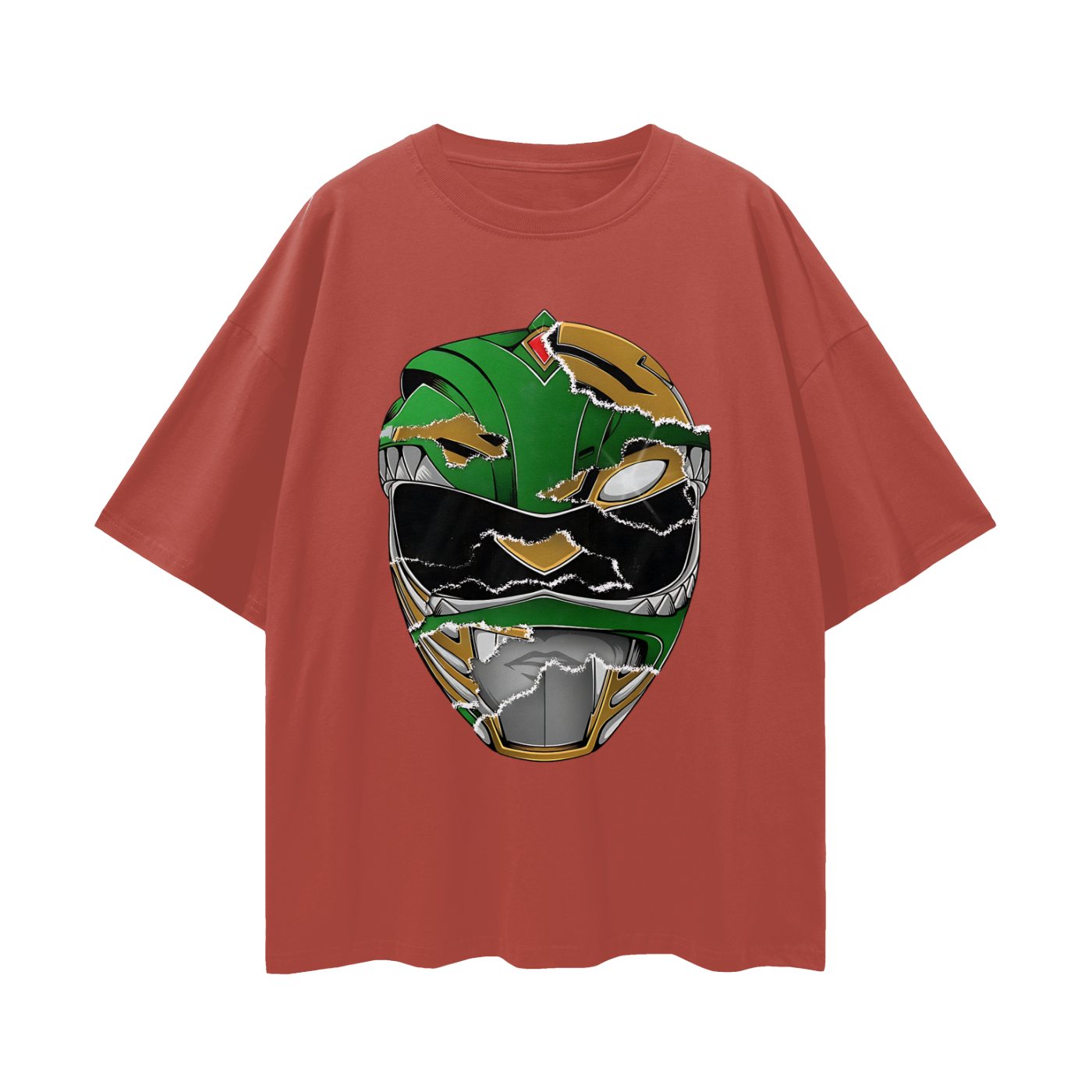 Vintage/Y2K Green Power Ranger Mask Oversized T Shirt