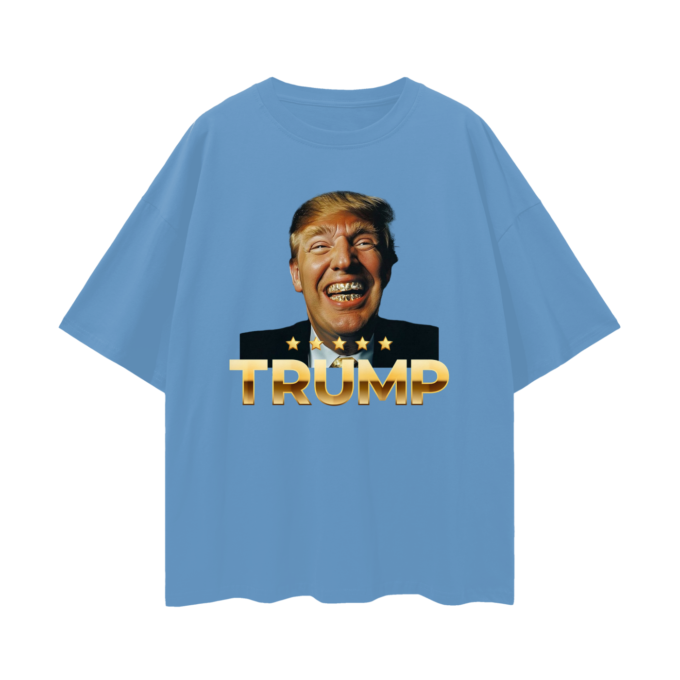 Funny Donald Trump With Gold Grillz Graphic Oversized T Shirt