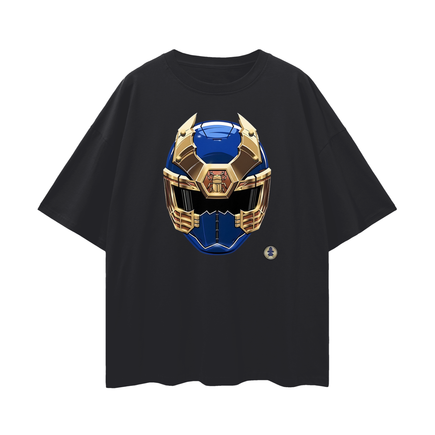 Vintage Like Blue Power Ranger Ninja Mask Oversized T Shirt