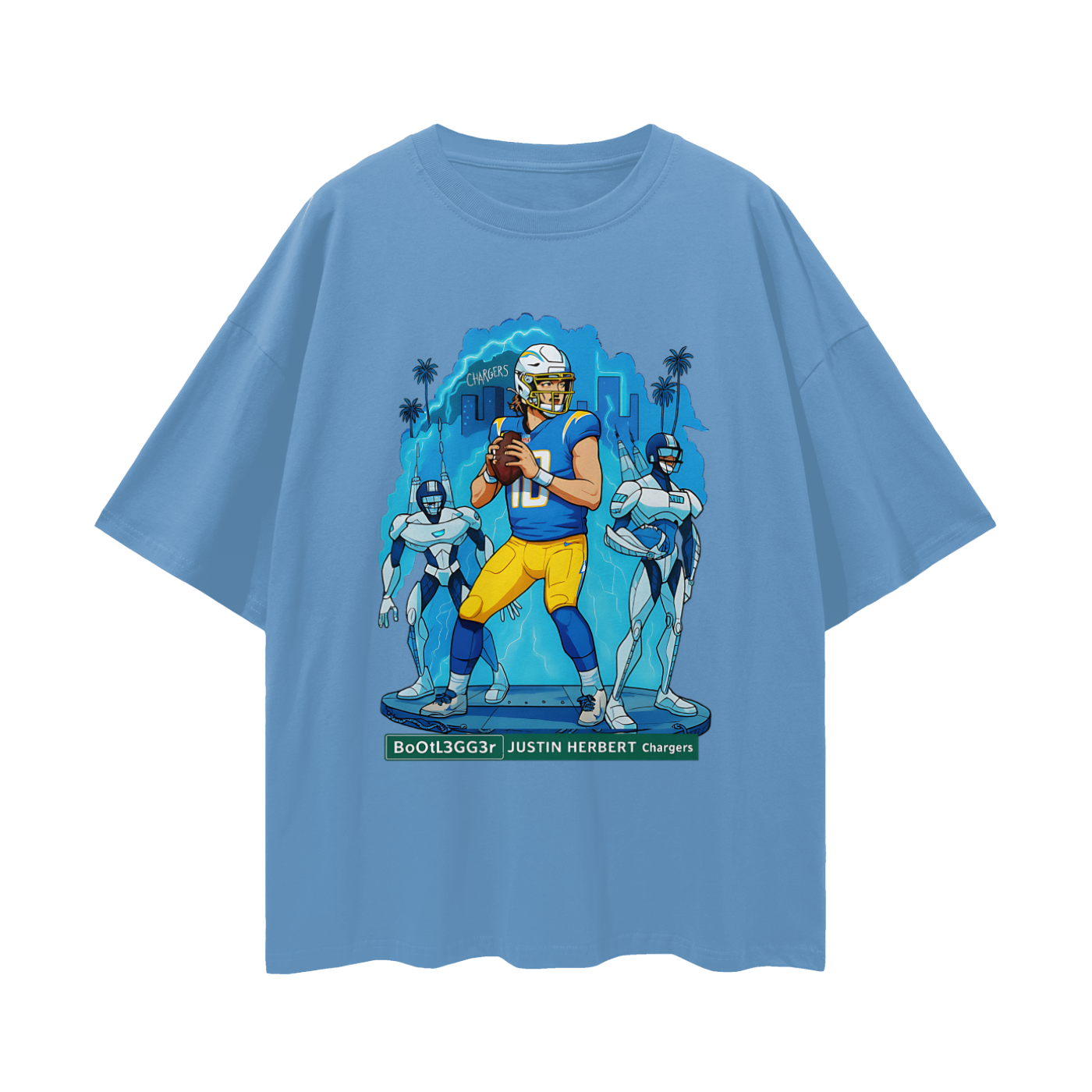 Vintage/Y2K Chargers Justin Herbert Downtown Bootlegger Oversized T Shirt