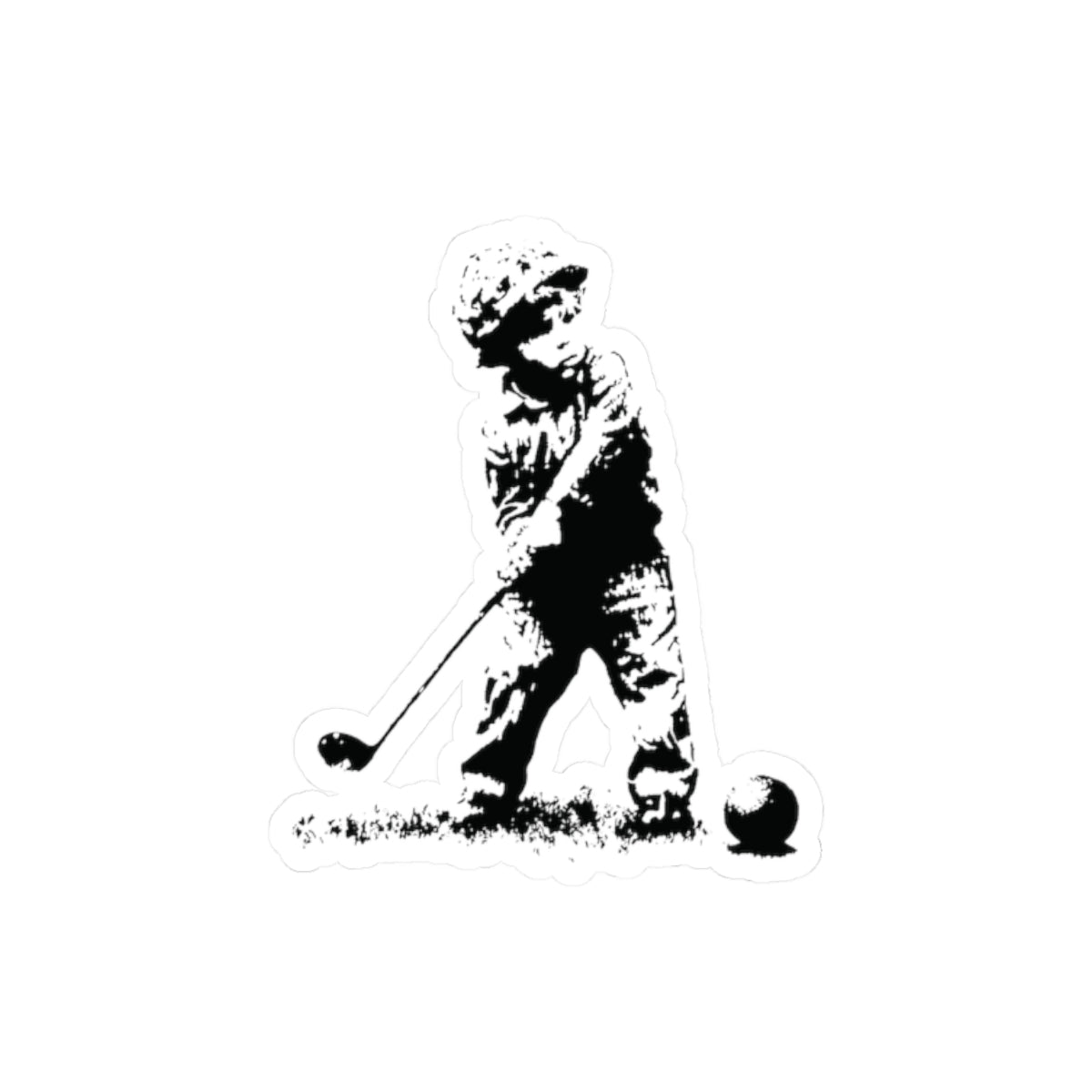 Kid Soldier Golfing Sticker