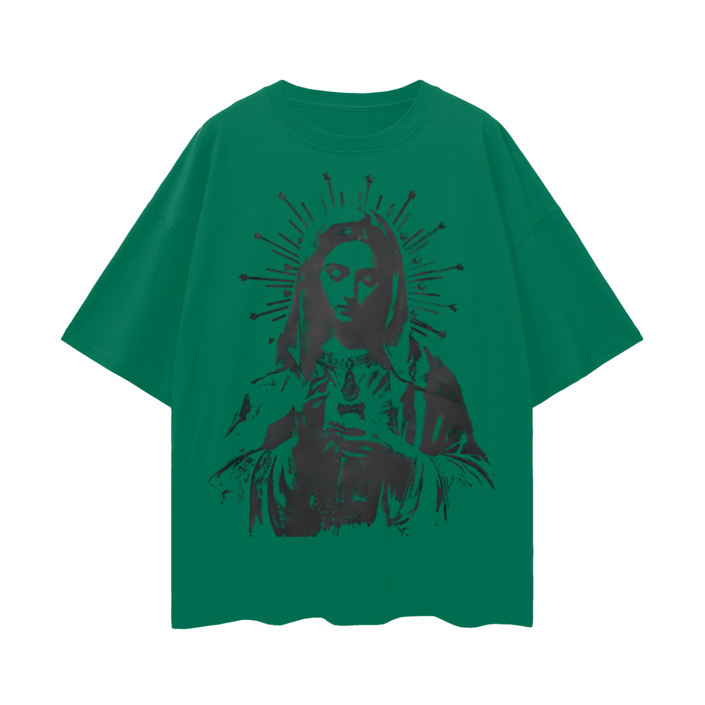 Religious Jesus Virgen Mary Graphic Oversized T Shirt