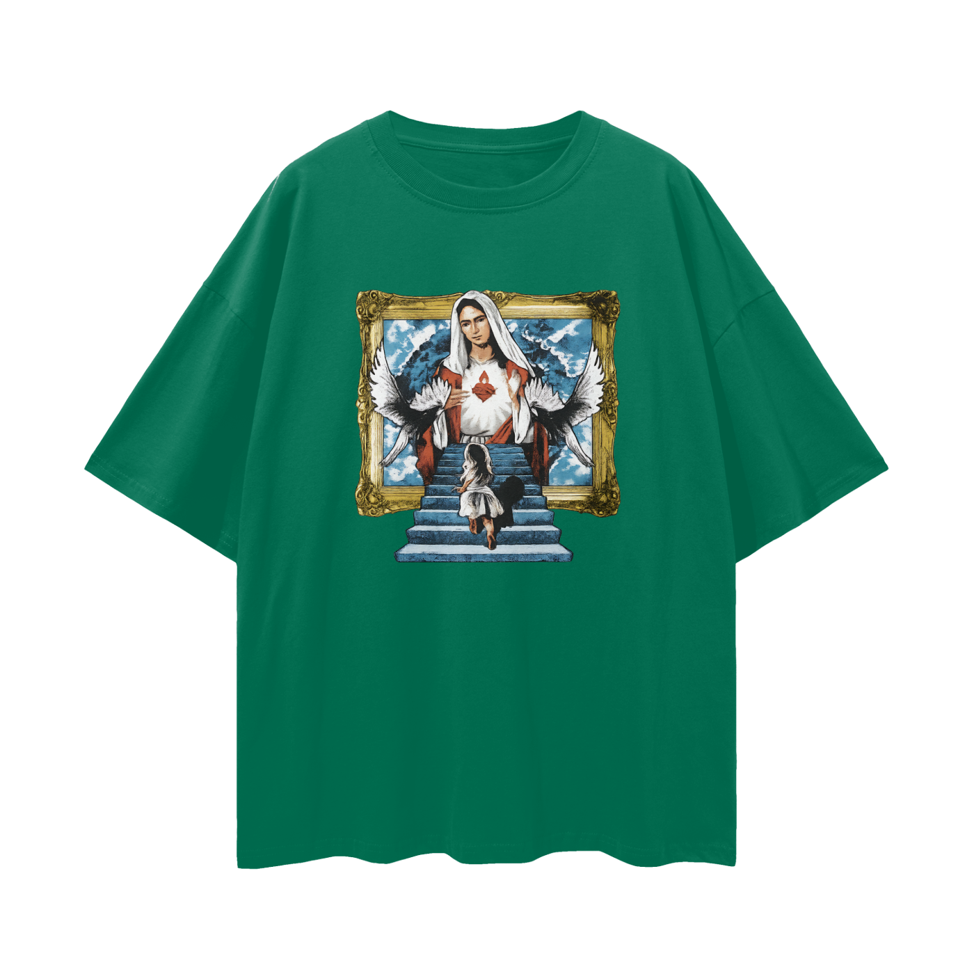 Religious Jesus Stairway To Heaven Graphic Oversized T Shirt