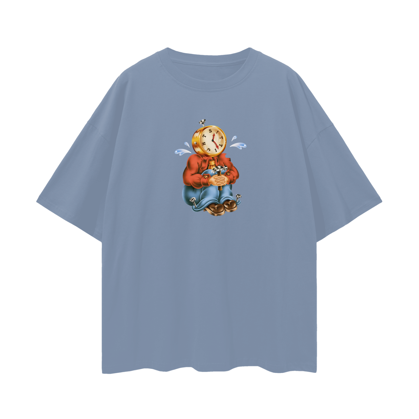 Sitting Clock Man Like 90s Y2K Vintage Like Graphic Oversized T Shirt