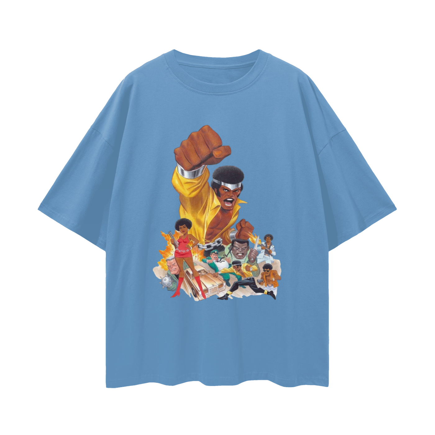 Bruce Timm’s Power Man 90s Vintage Like Graphic Oversized T Shirt