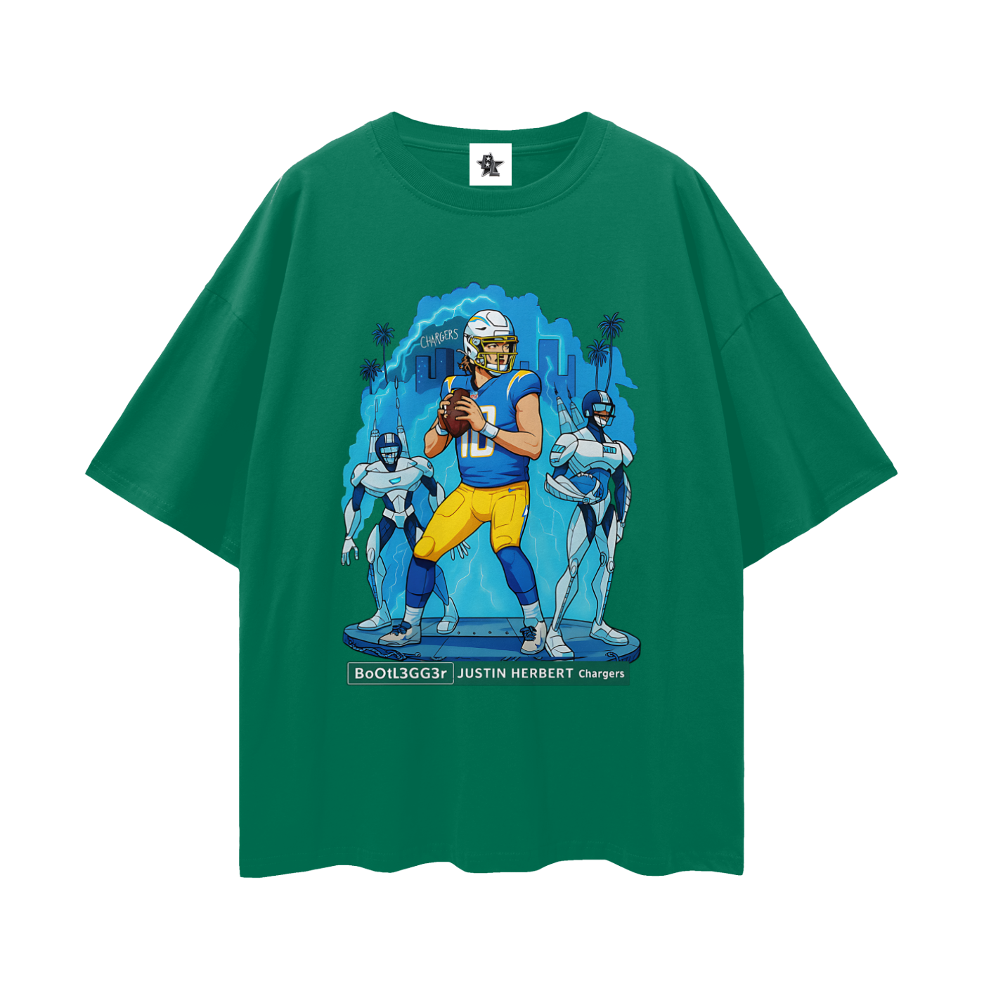Vintage/Y2K Chargers Justin Herbert Downtown Bootlegger Oversized T Shirt