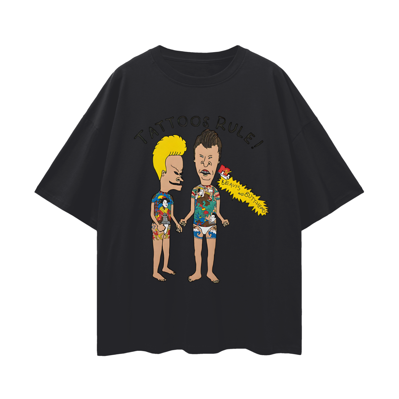 Beavis & Butthead Tattoos Rule 90s Vintage Like Graphic Oversized T Shirt