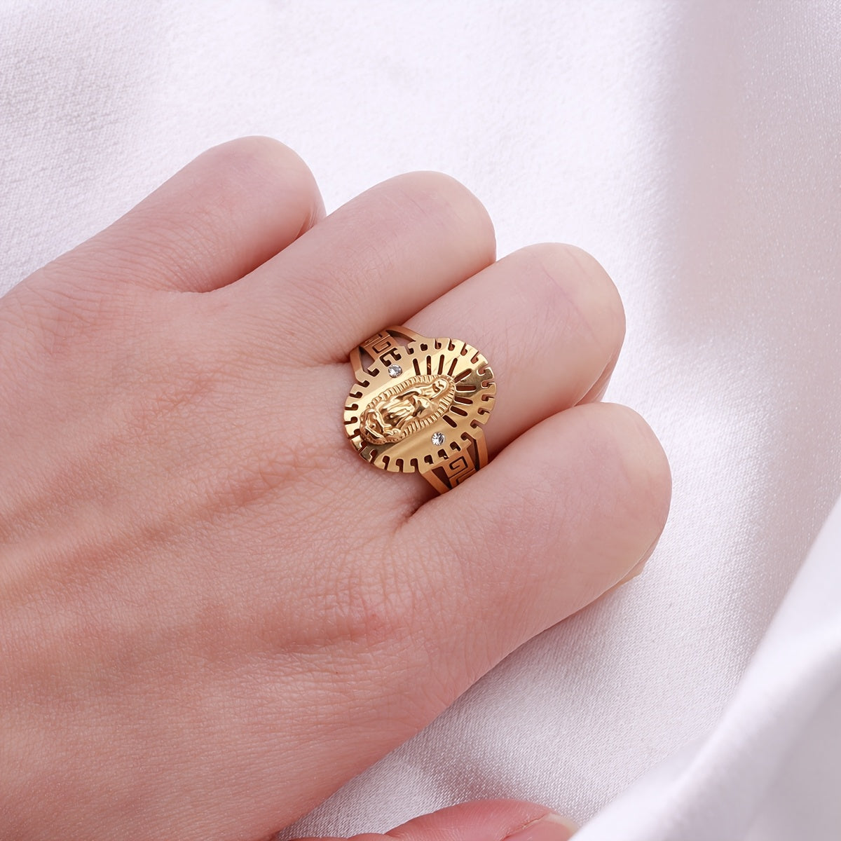 Religious Style Gold Virgin Mary Ring