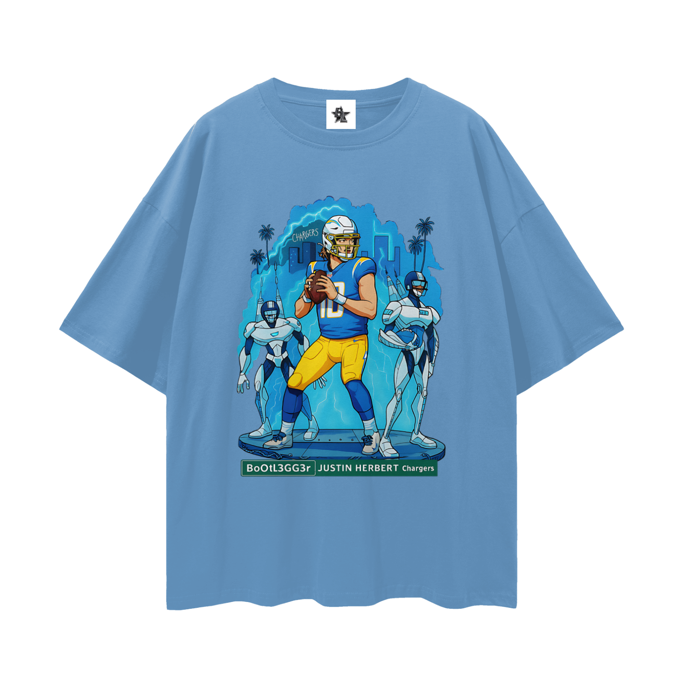 Vintage/Y2K Chargers Justin Herbert Downtown Bootlegger Oversized T Shirt