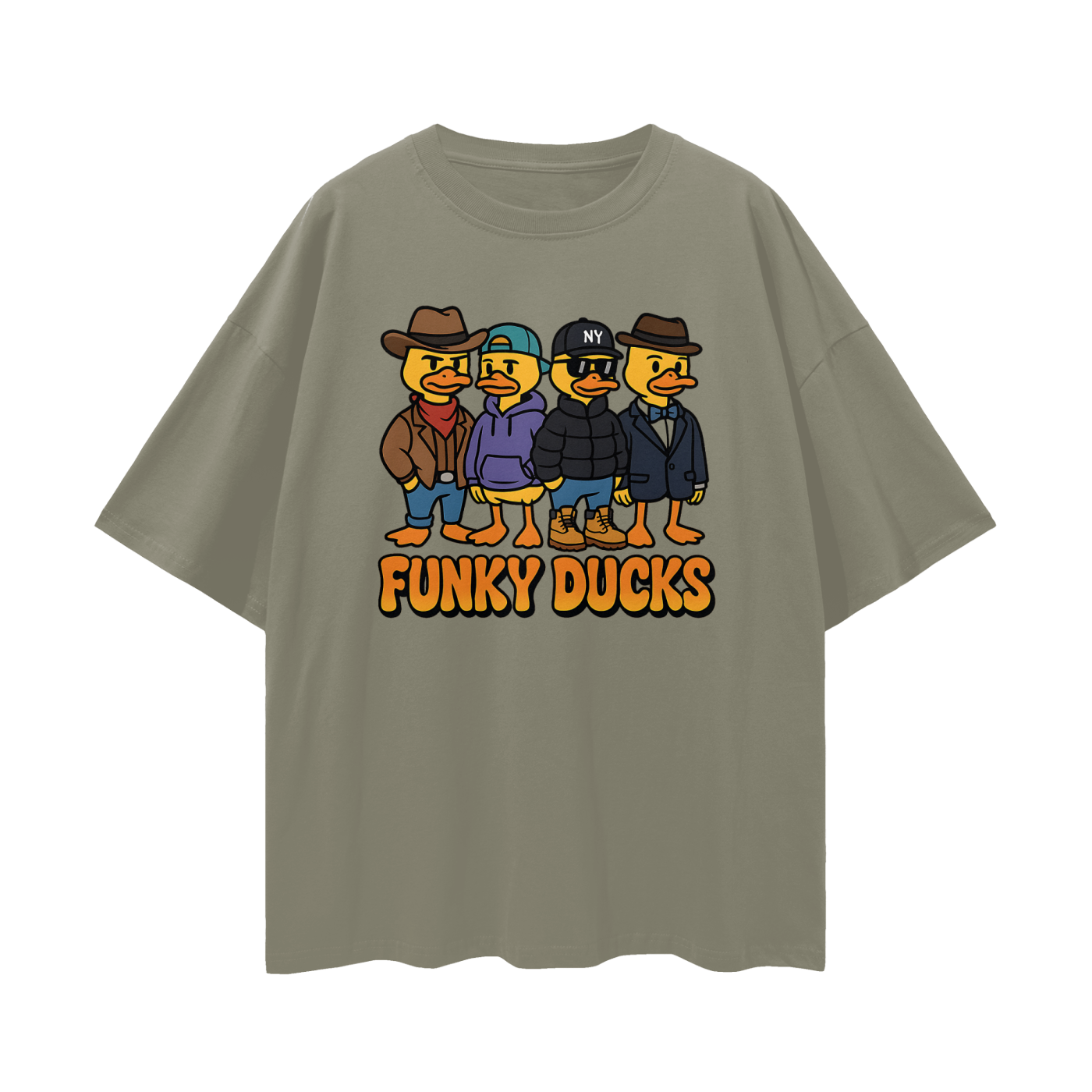 Vintage/Y2K Funny Funky Ducks Graphic Oversized T Shirt