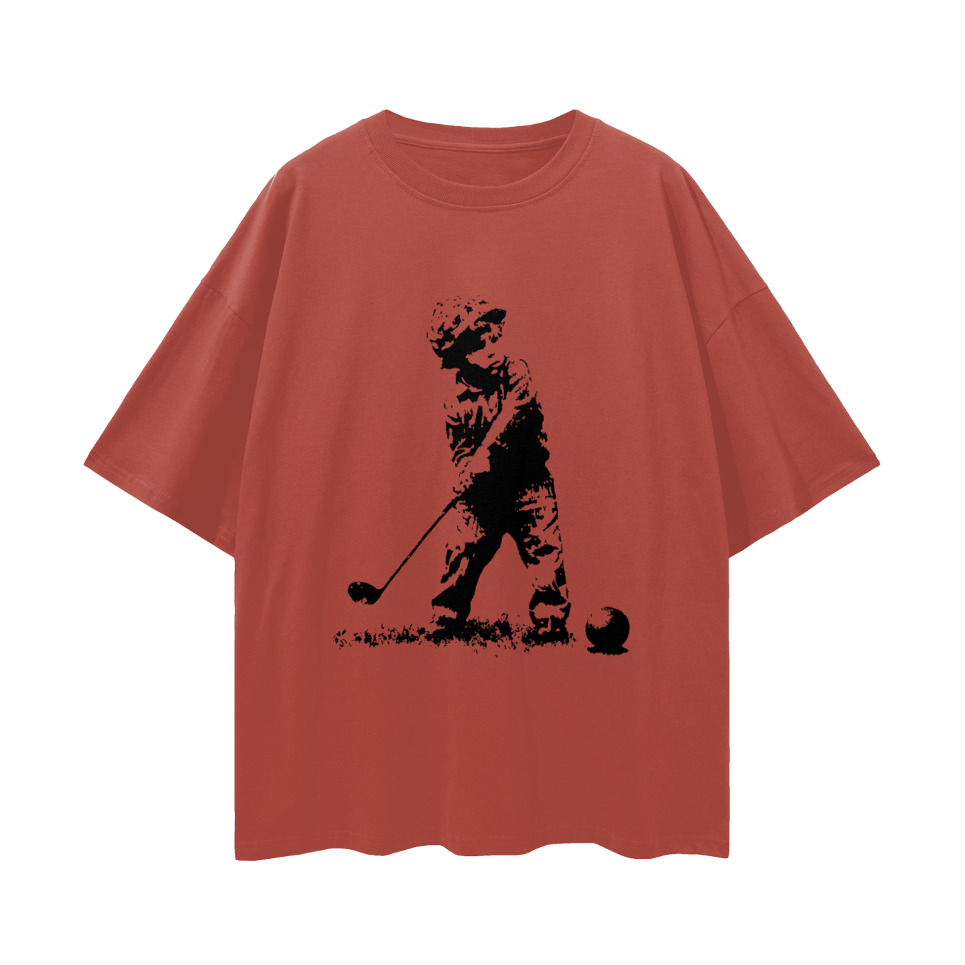 Kid Soldier Golfing Graphic Oversized T Shirt