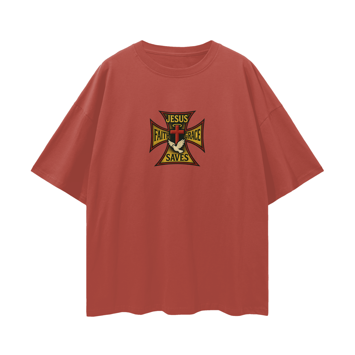 Religious Jesus Saves West Coast Choppers Like Graphic Oversized T Shirt