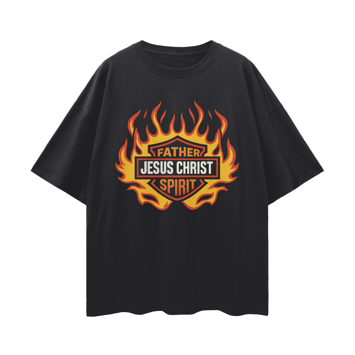 Religious Jesus Harley Davidson Y2K Vintage Like Graphic Oversized T Shirt