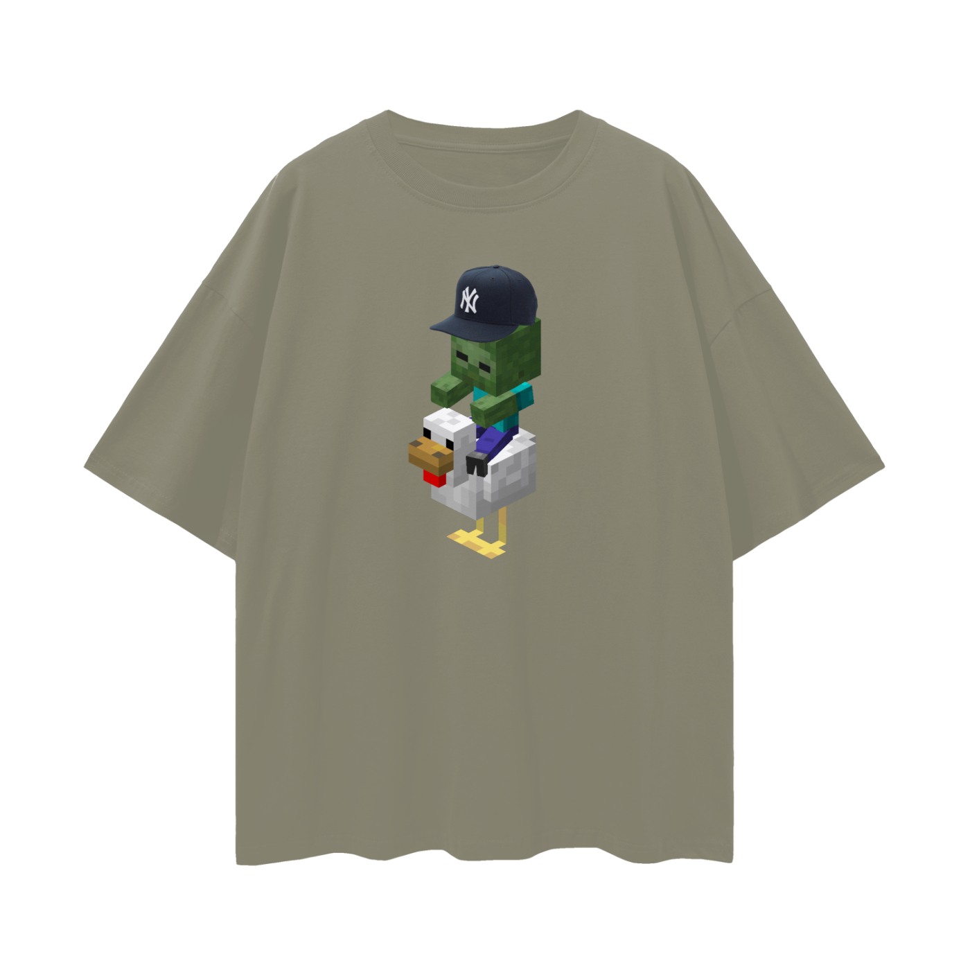 Baby Zombie With NY Fitted Riding A Chicken T Shirt