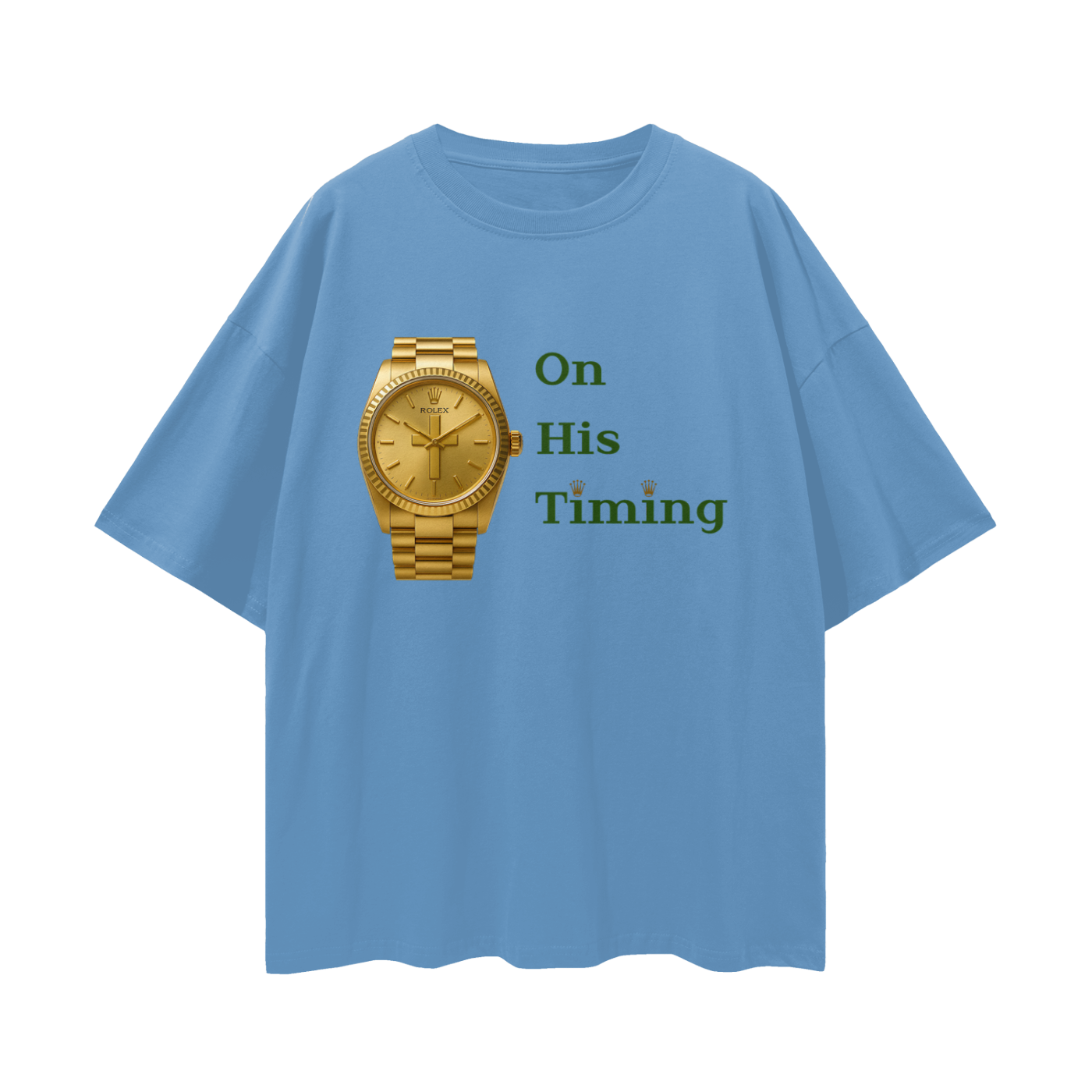 Religious Jesus On His Timing Rolex Like Graphic Oversized T Shirt