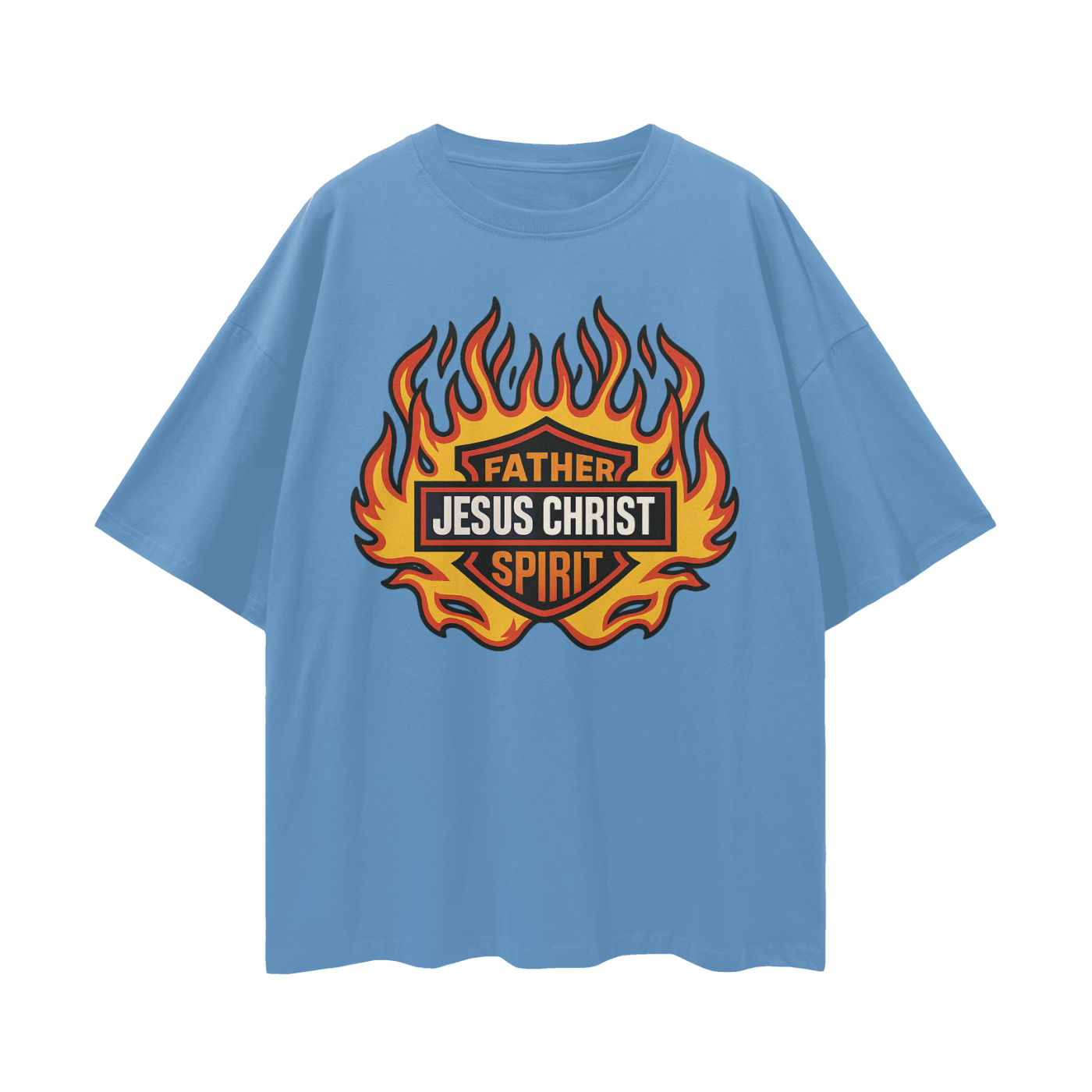 Religious Jesus Harley Davidson Y2K Vintage Like Graphic Oversized T Shirt