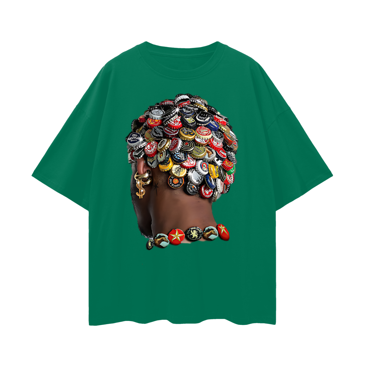 Vintage Like Bottle Cap Head Y2K Graphic Oversized T Shirt