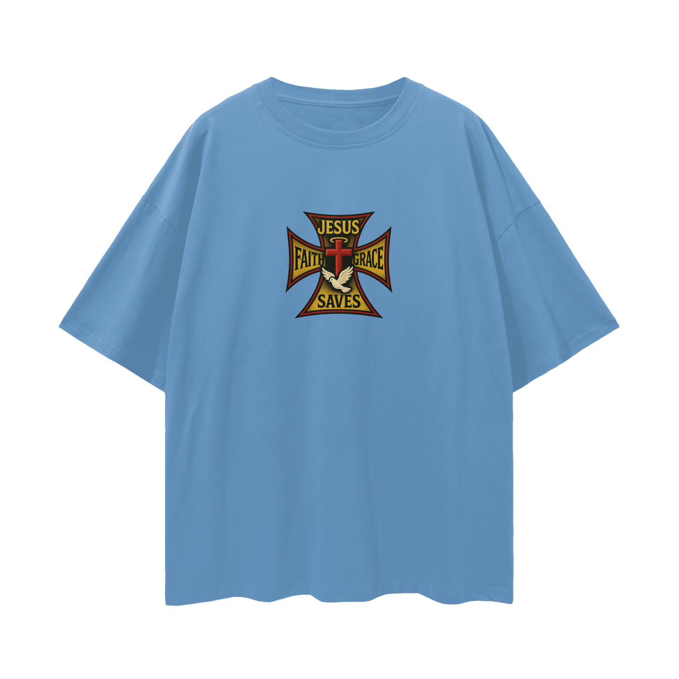 Religious Jesus Saves West Coast Choppers Like Graphic Oversized T Shirt