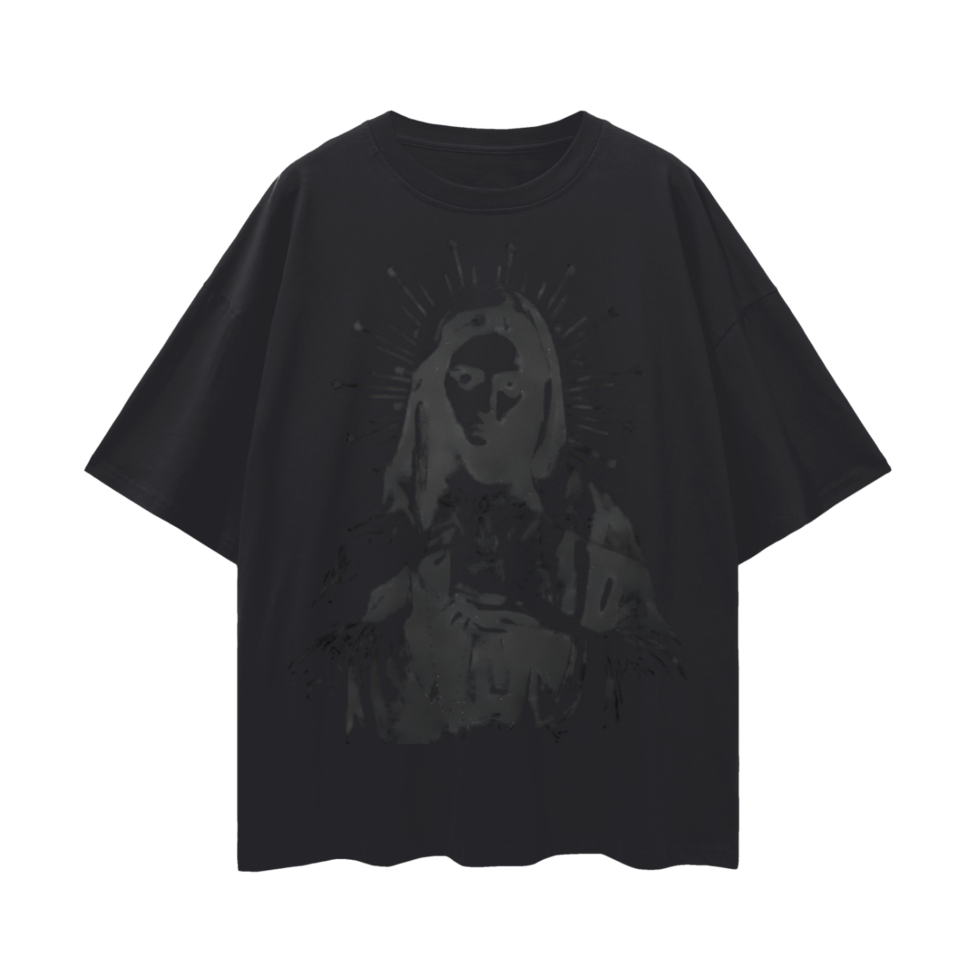 Religious Jesus Virgen Mary Graphic Oversized T Shirt