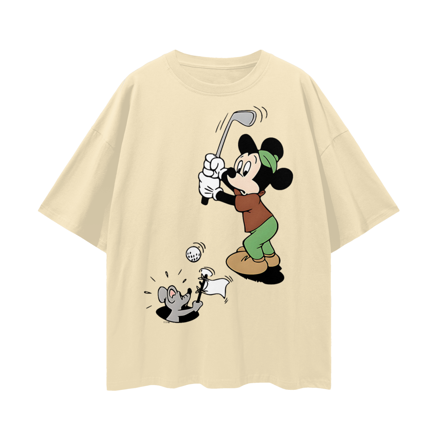 Mickey Mouse Golfing Vintage Like Graphic Oversized T Shirt
