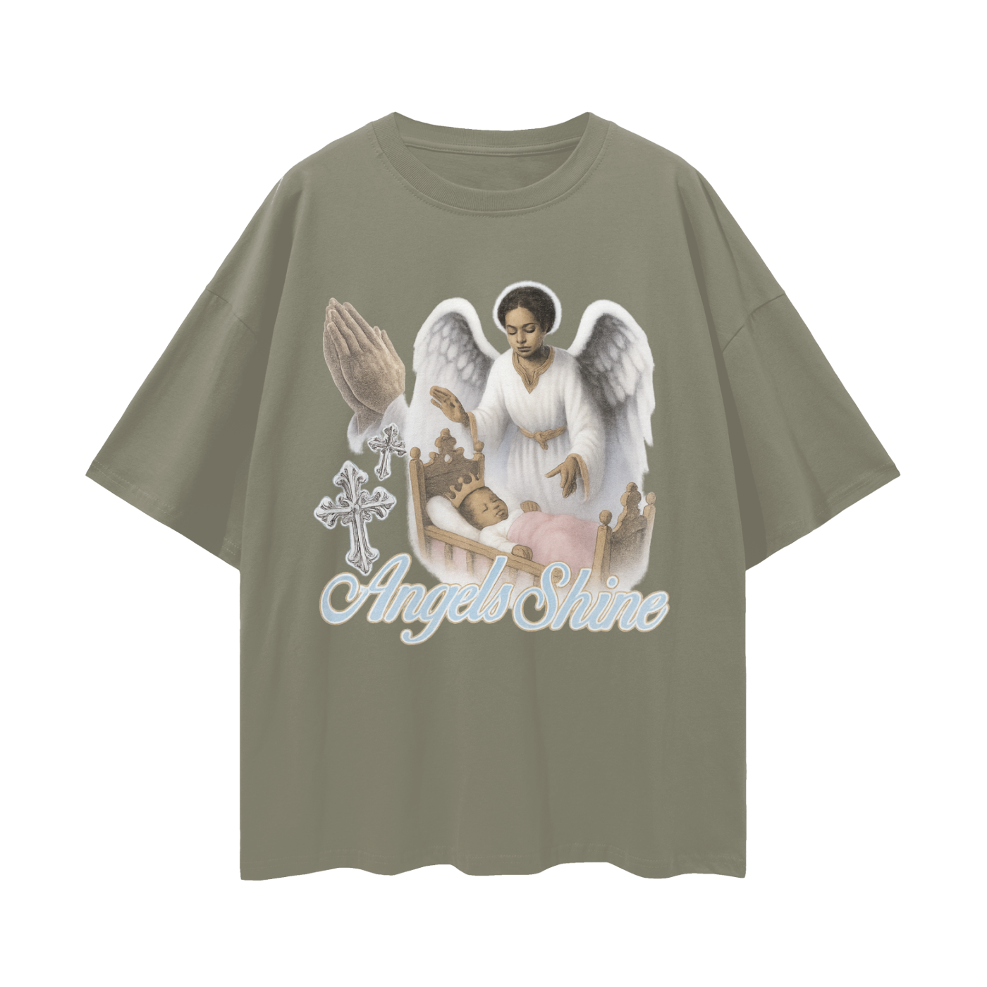 Religious Vintage/Y2K Angels Shine Oversized T Shirt