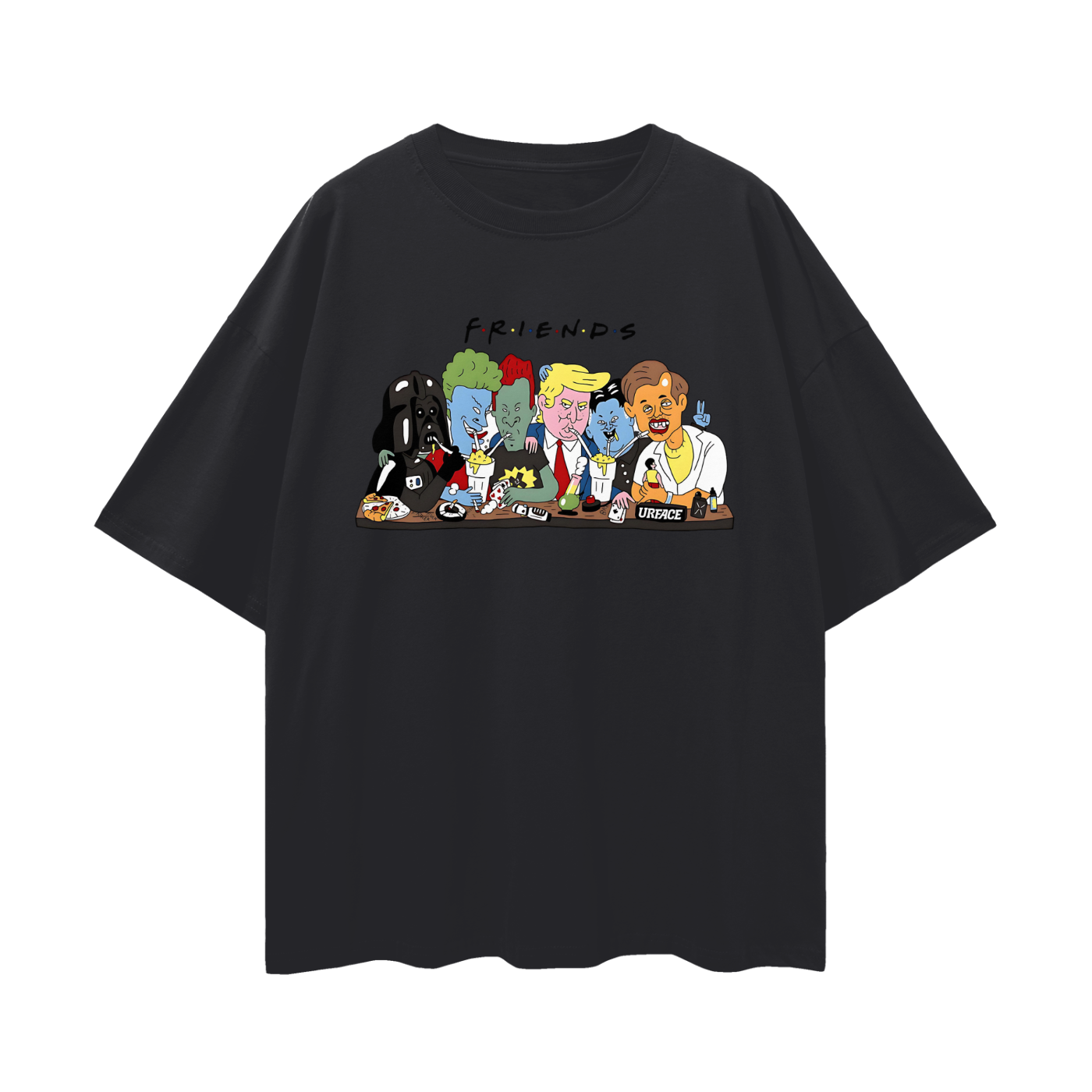 Funny Friends Beavis Butthead Darth Vader Trump Graphic Oversized T Shirt