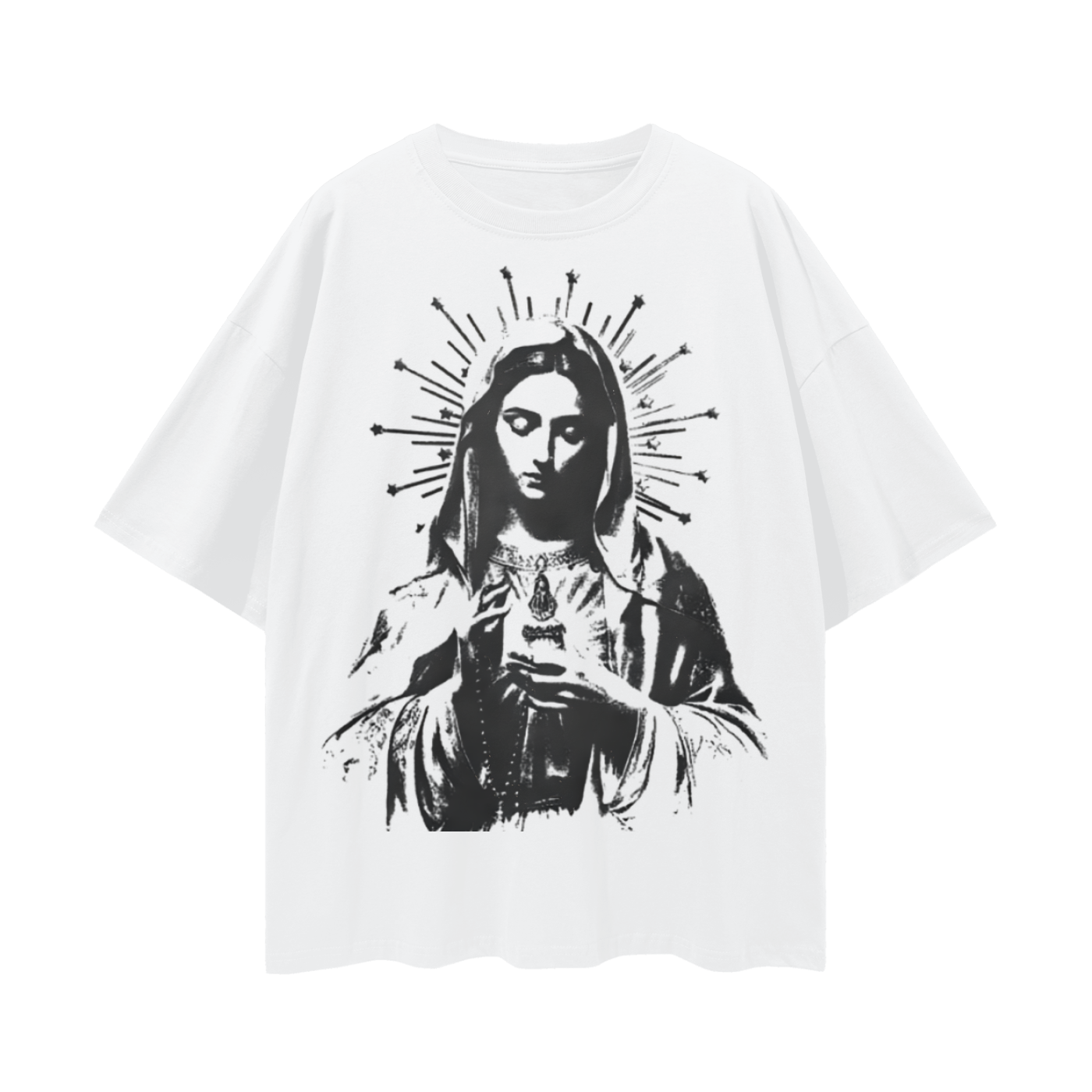 Religious Jesus Virgen Mary Graphic Oversized T Shirt