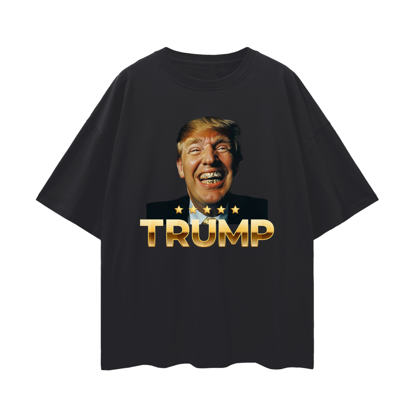 Funny Donald Trump With Gold Grillz Graphic Oversized T Shirt