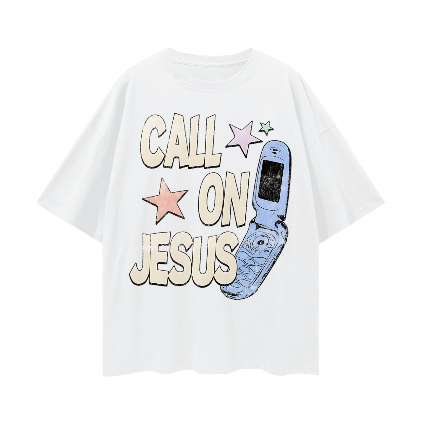 Religious Call On Jesus Graphic Oversized T Shirt