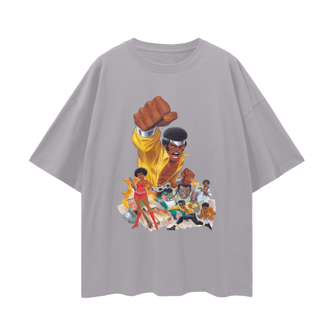 Bruce Timm’s Power Man 90s Vintage Like Graphic Oversized T Shirt