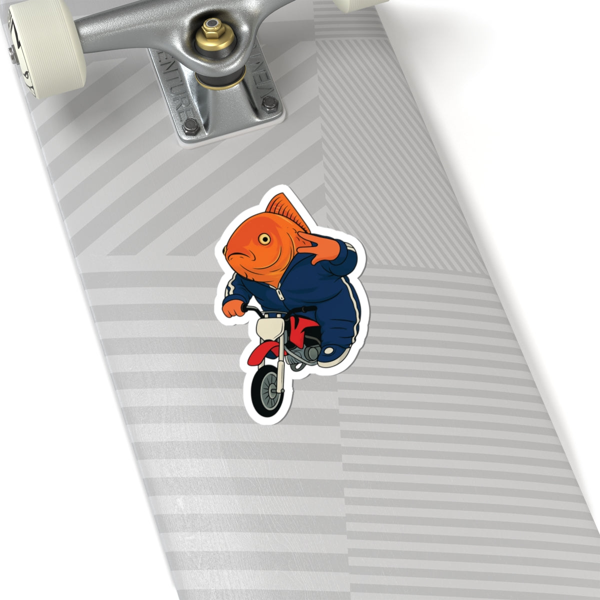 Funny Fish On Dirt Bike Sticker